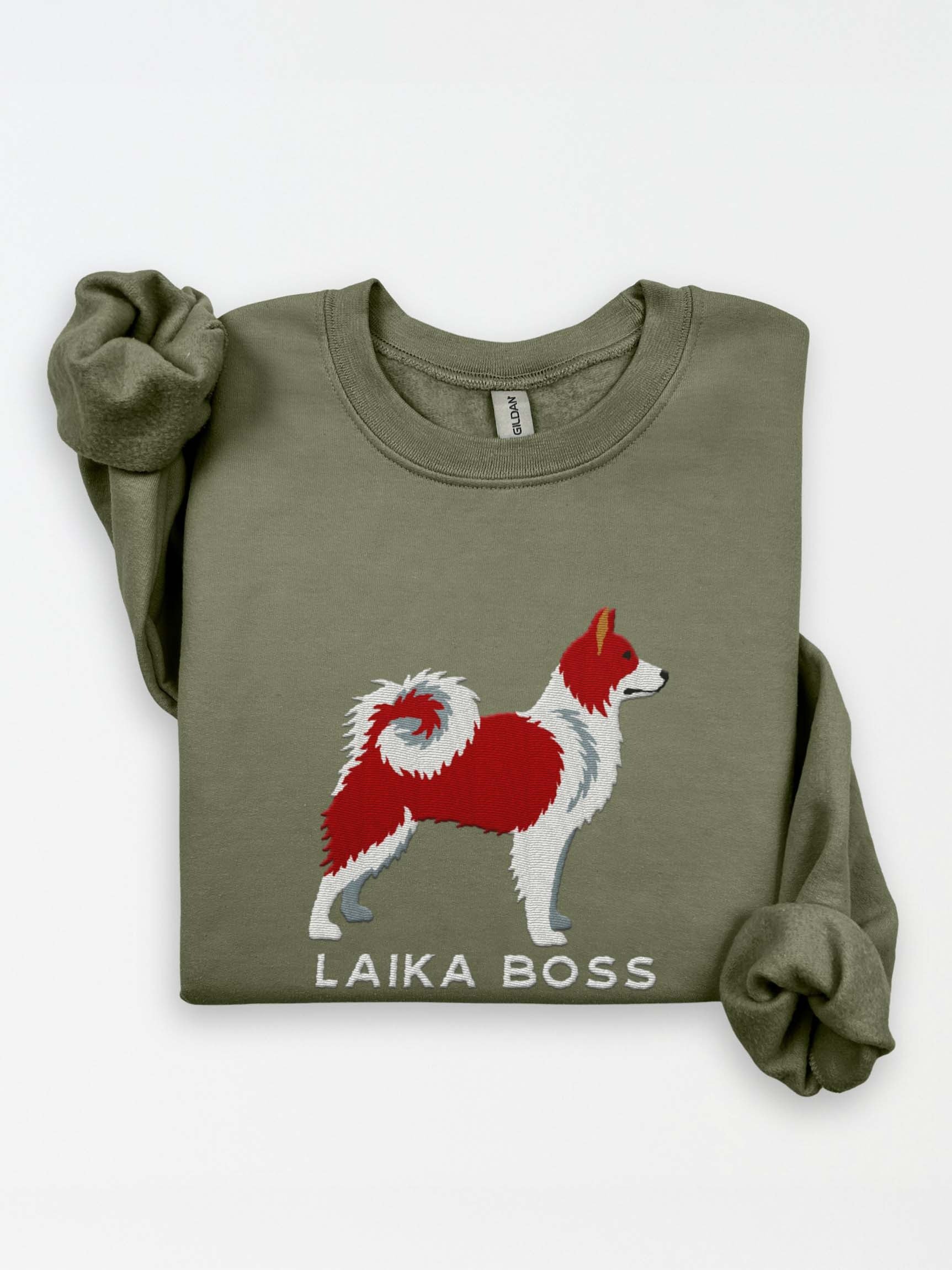 Laika Boss Sweatshirt (Embroidered) of a Yakutian Laika(Red & White) product image (2)