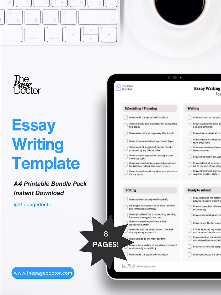 Essay Writing Plan & Template For a 1st Class Essay product image (1)