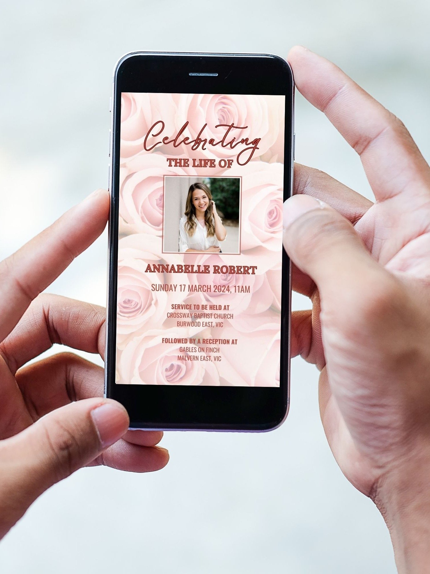 Pink Roses Evite Canva Template product image (4)