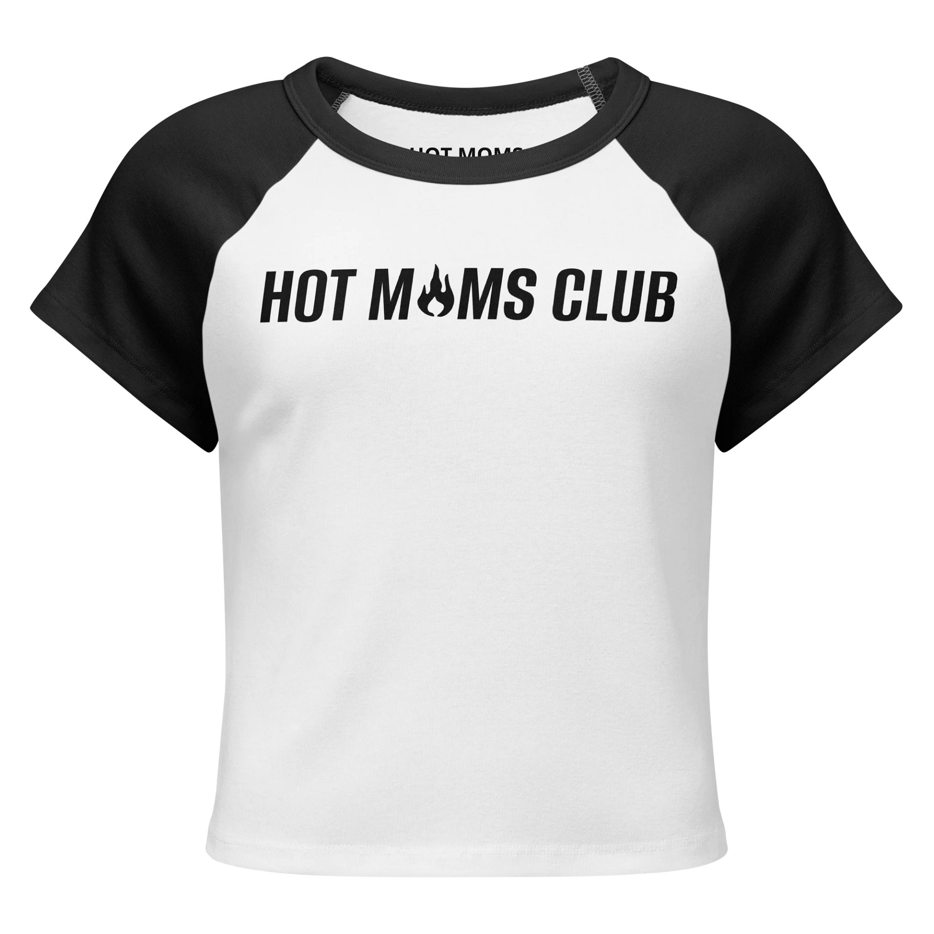 Hot Moms Club Bold Raglan Tee – Black & White Edition product image (1)