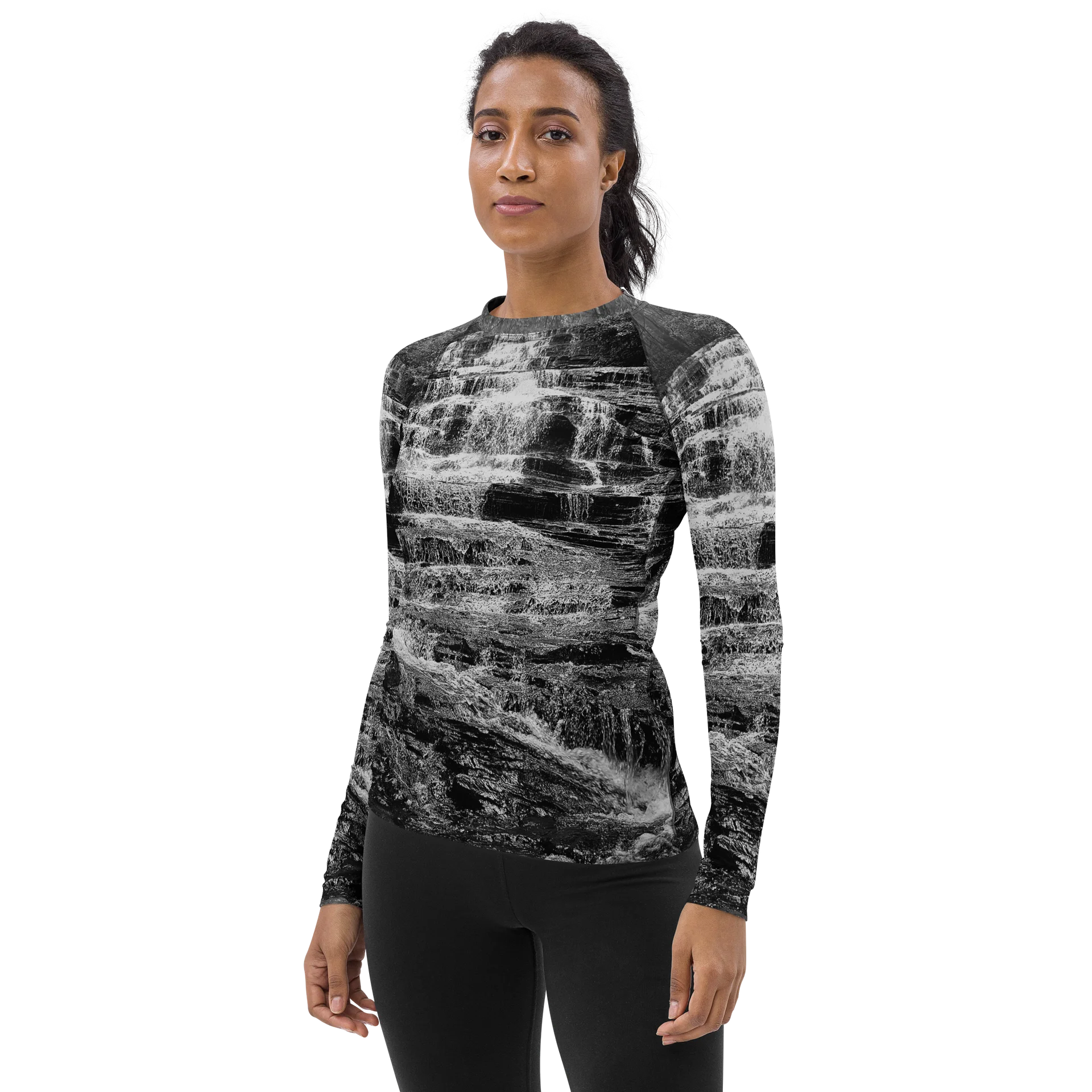 Cascades In Black Women's Rash Guard product image (3)