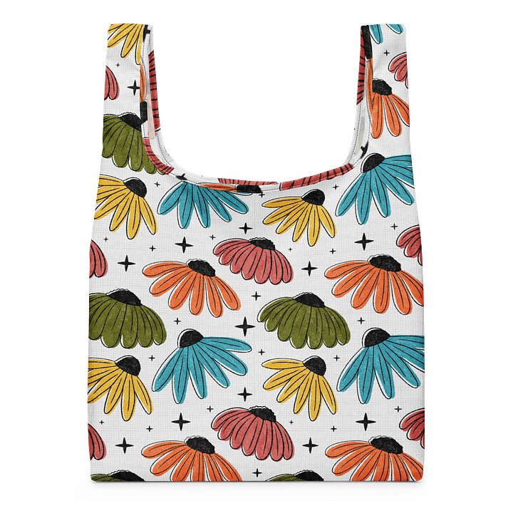 Retro Halftone Coneflowers Shopping Bag product image (1)