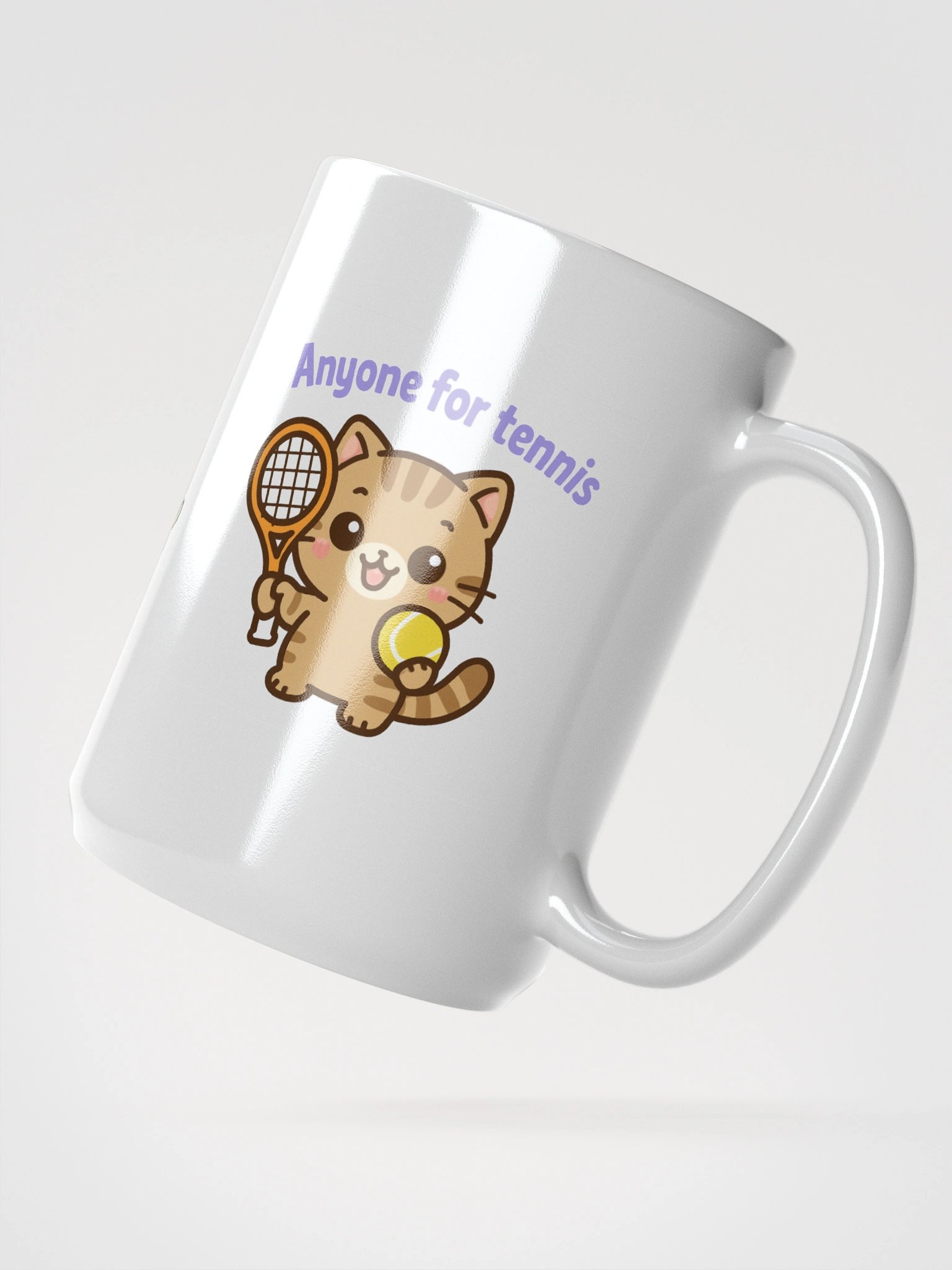 Tennis Cat White Glossy Mug product image (3)