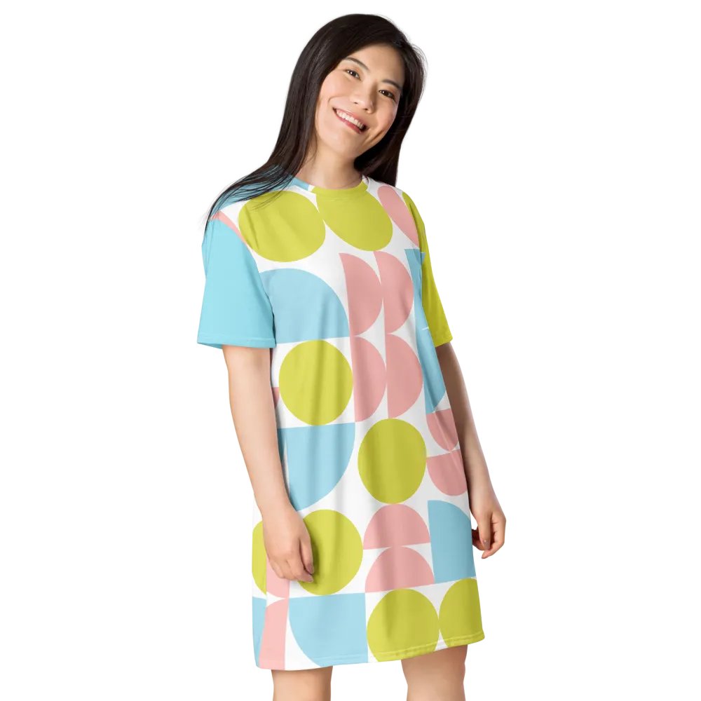 Pastel Geometric All-Over Print T-Shirt Dress product image (4)