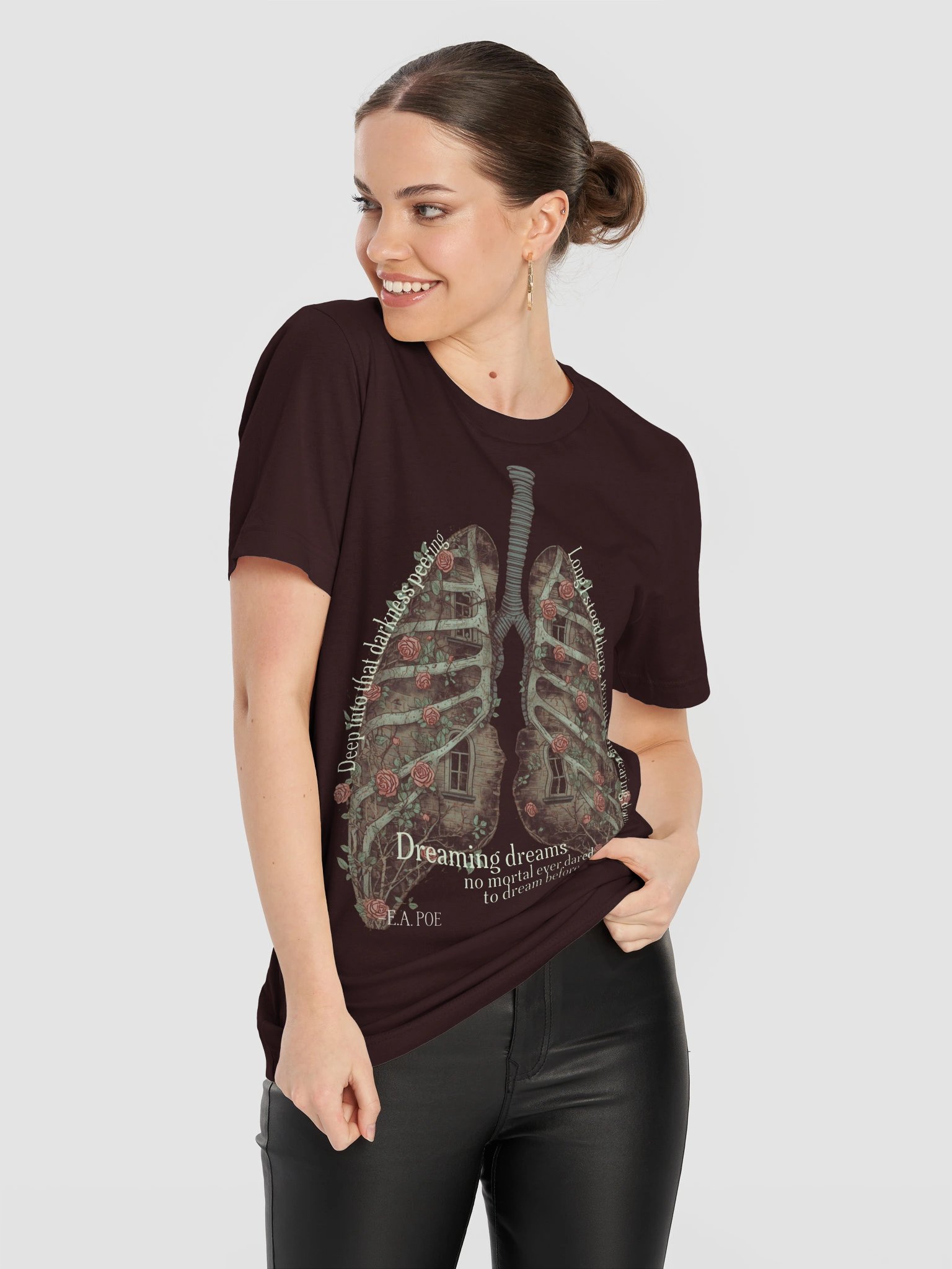 Edgar Allan Poe Literary Tee, Gothic Anatomy Art, Dark Academia Graphic product image (27)