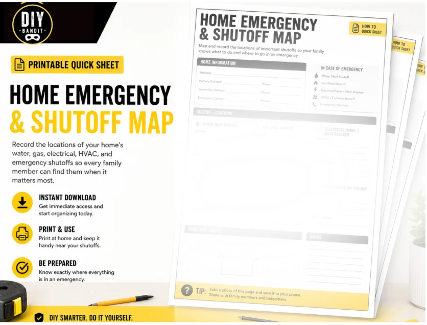 Home Emergency & Shutoff Map: Quick Sheet product image (1)