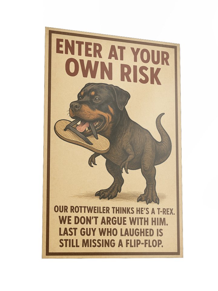Rottweiler Flip-Flop Warning Poster product image (6)