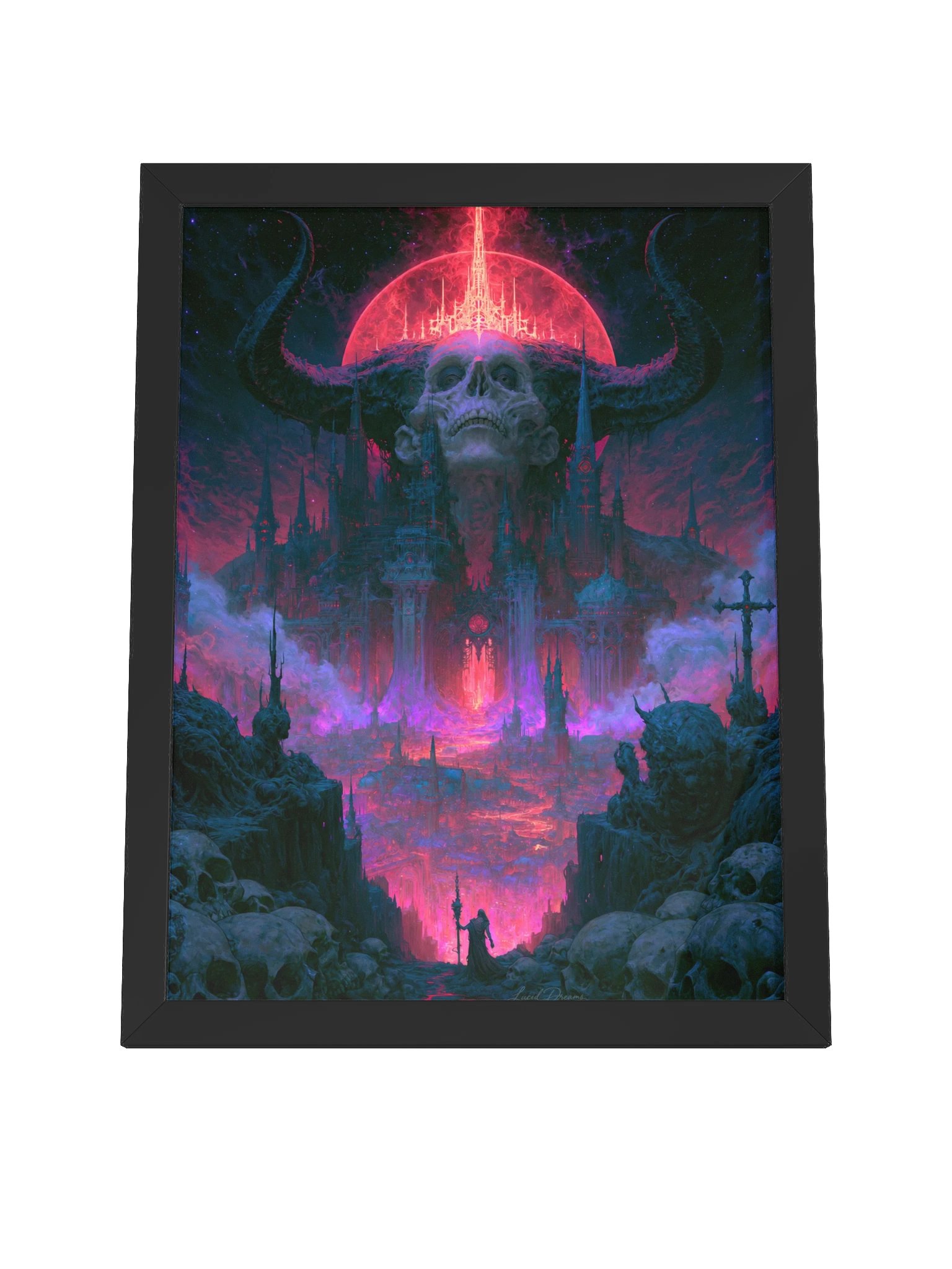 Gothic Skull City Framed Art Print — Where the Deathless Reign product image (8)