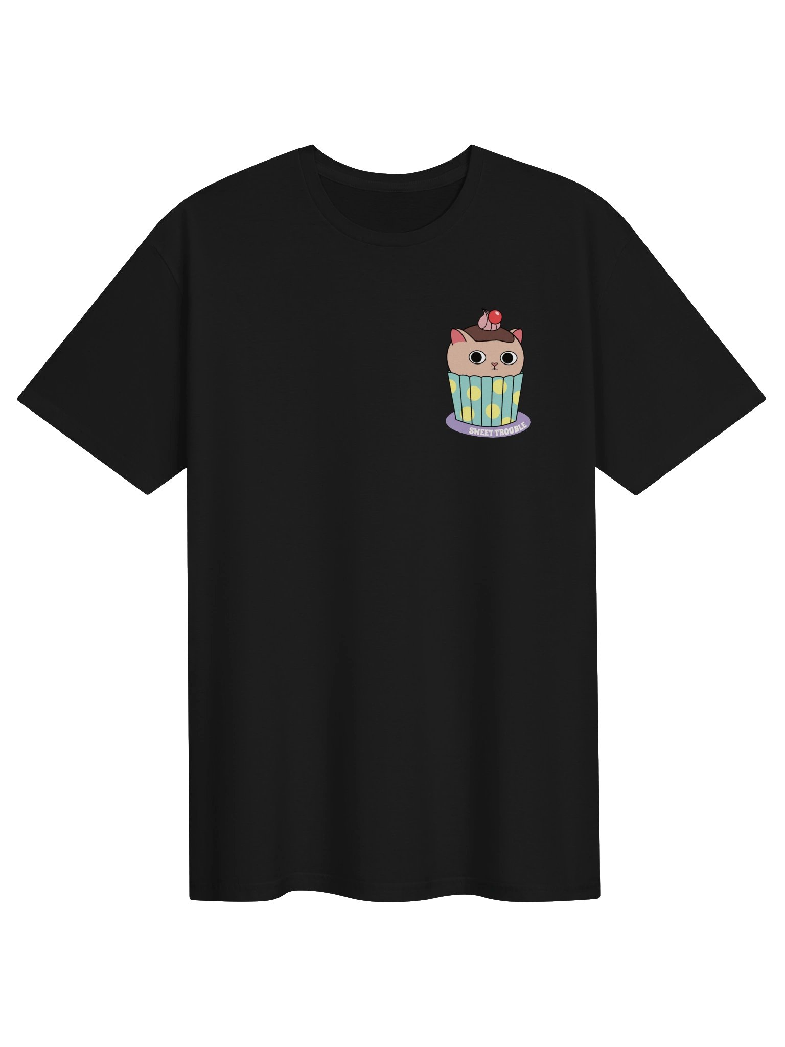 Sweet Trouble (Cupcake Cat - Left Chest and Back Prints) - Unisex Adult Super Soft Lightweight T-shirt product image (2)