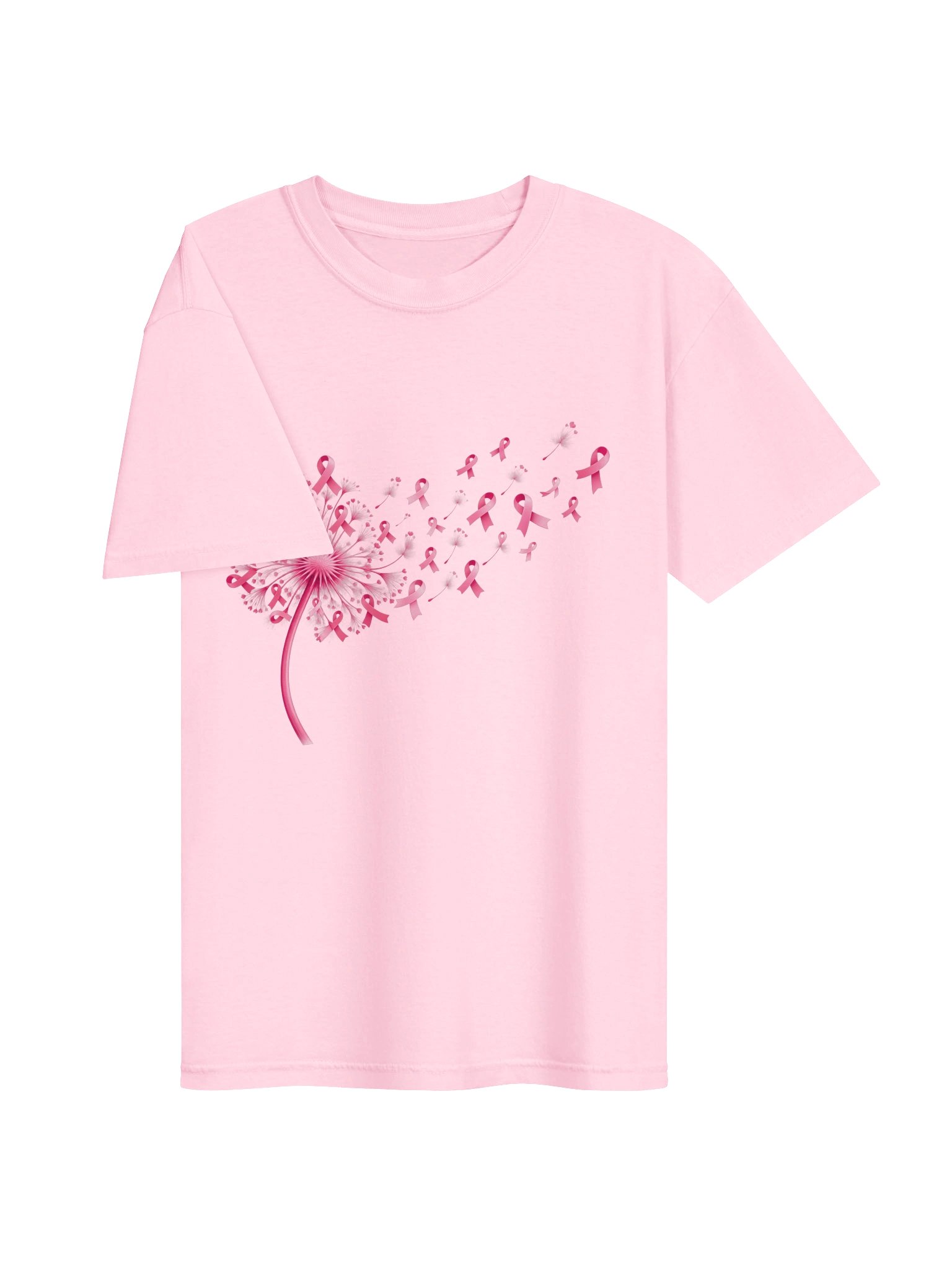 Dandelion Ribbon Breast Cancer Awareness T-Shirt product image (3)