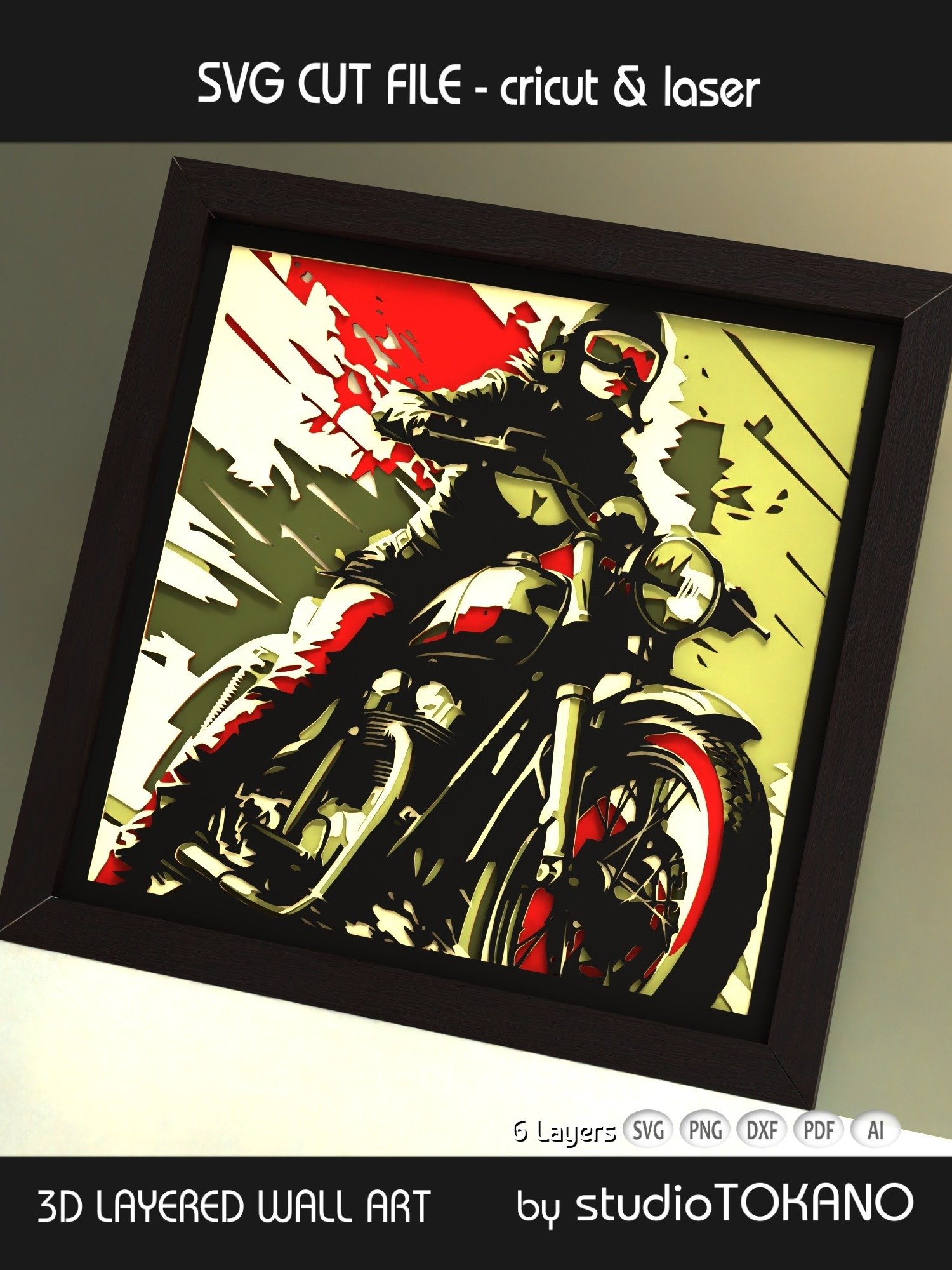 Biker Girl 3D Shadow Box SVG product image (2)