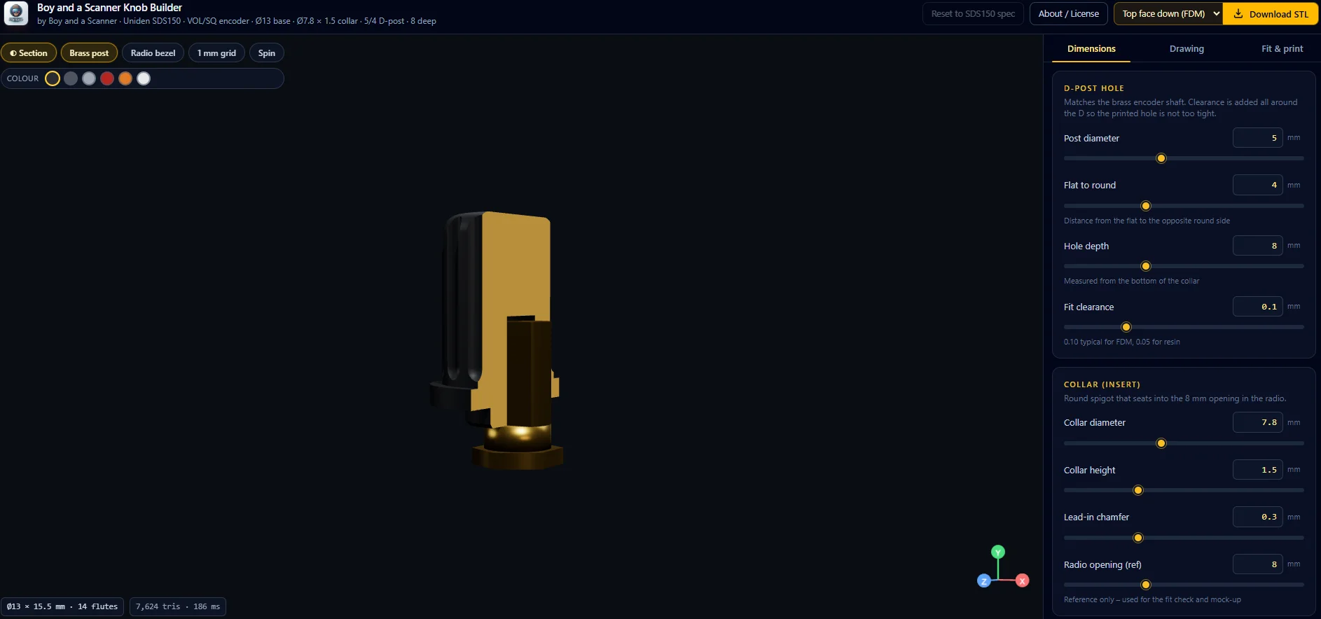 Boy and a Scanner Knob Builder (Uniden SDS150 STL Designer) product image (2)
