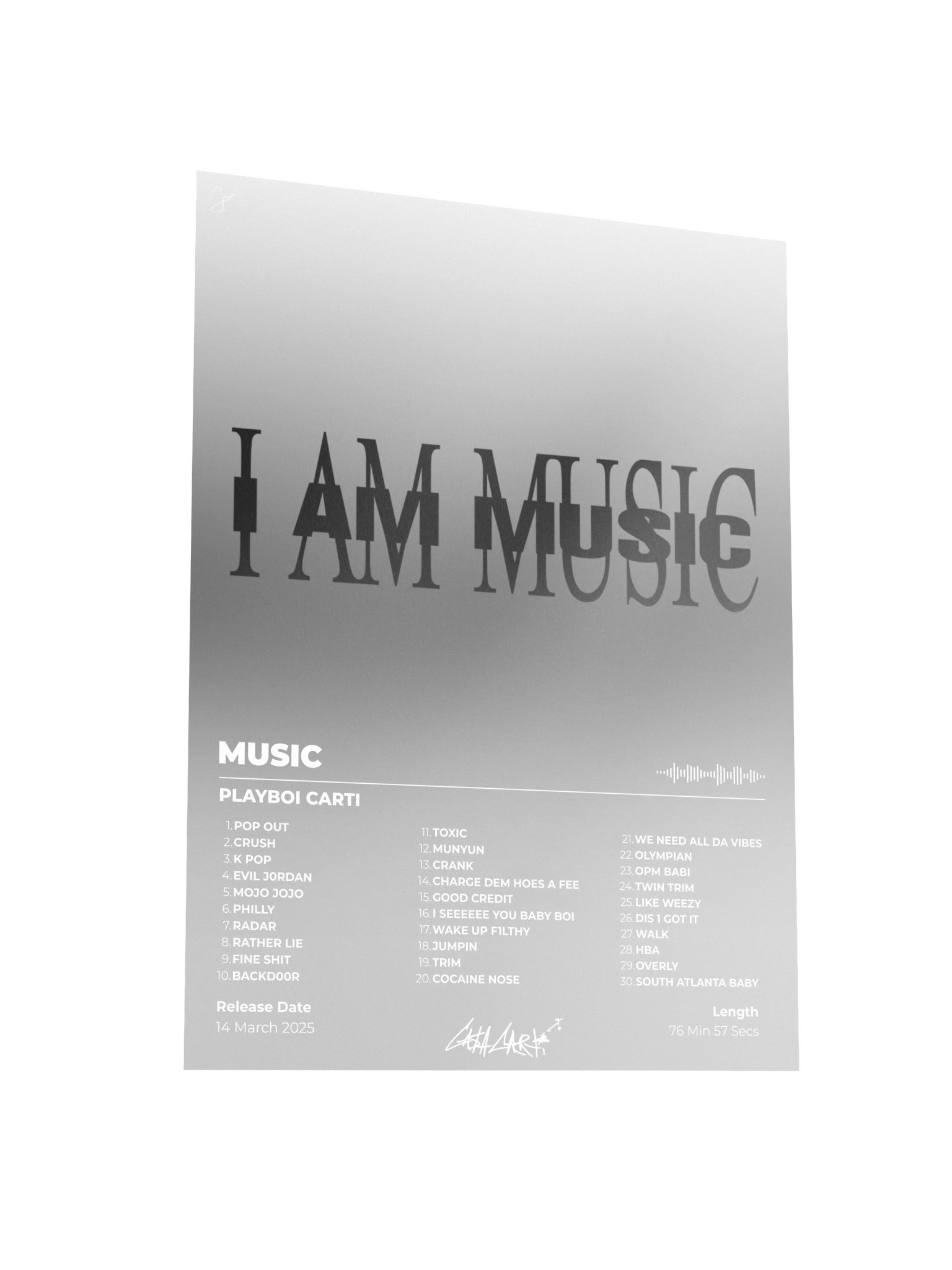 I AM MUSIC Tracklist Poster product image (6)