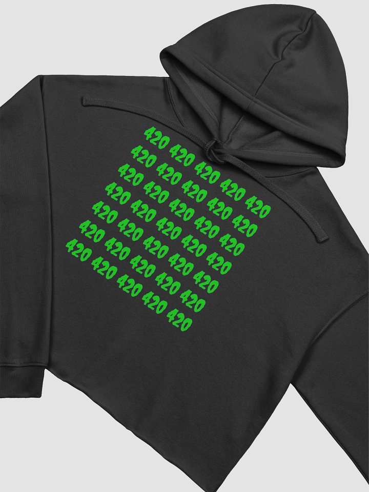 Happy 420 Black Crop Hoodie, Punk Rock Cannabis Clothing, Gothic Stoner Fashion product image (1)
