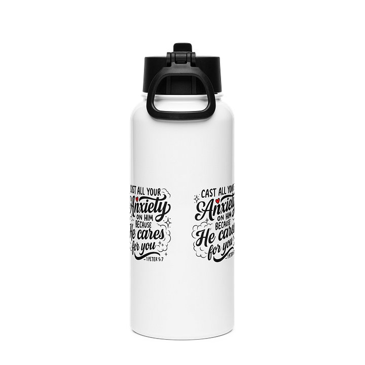Cast All Your Anxiety Stainless Steel Insulated Water Bottle — 1 Peter 5:7 product image (2)