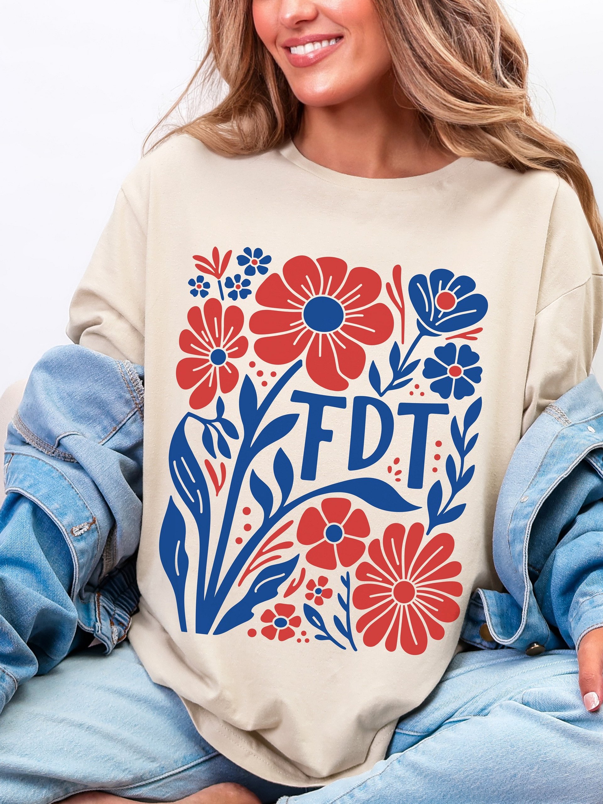 Subtle F Trump FDT Anti Trump T-Shirt, Floral Patriotic Fourth Of July 250th Anniversary Semiquincentennial July 4th Tee product image (13)