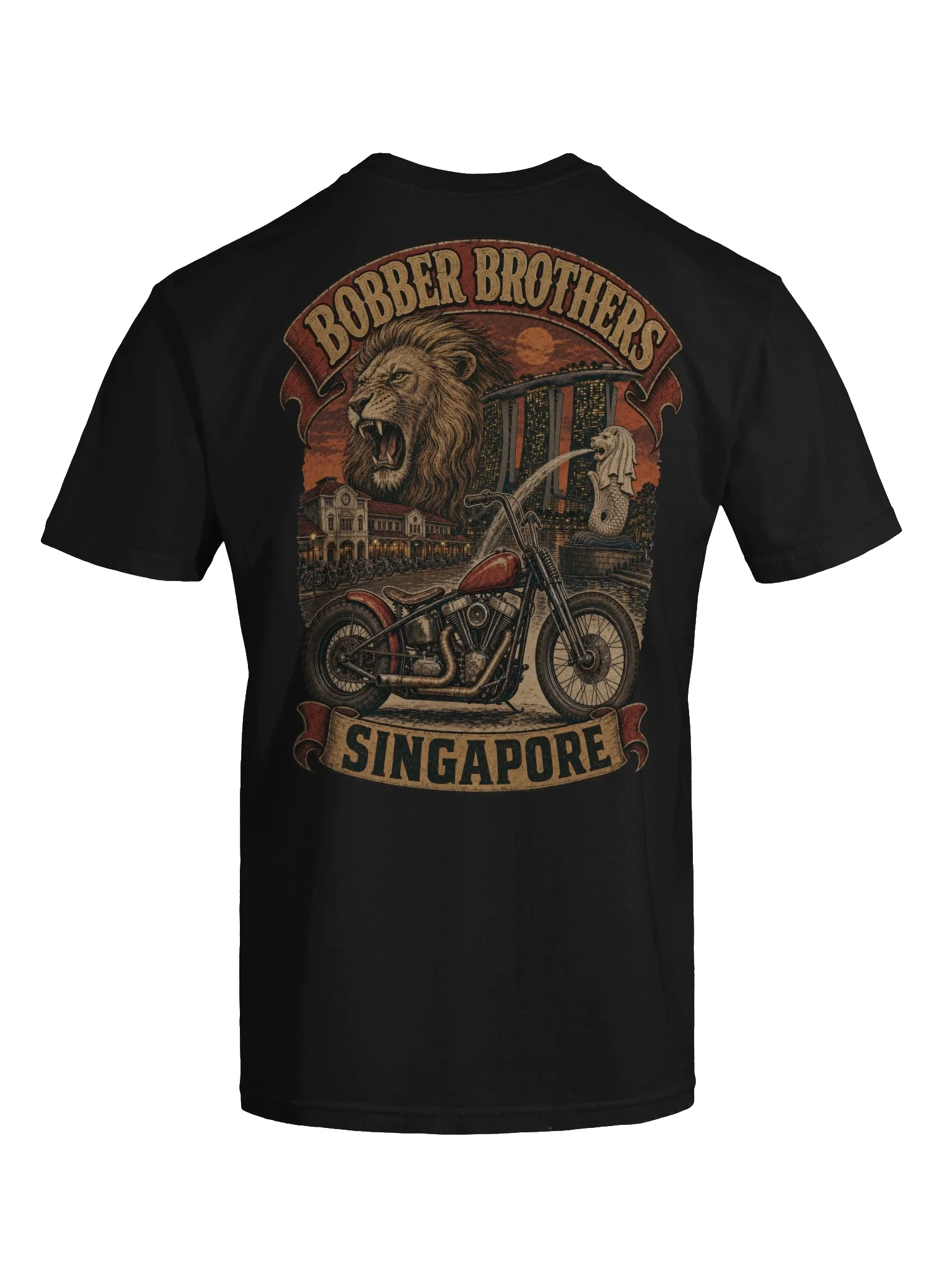 Singapore motorcycle t-shirt design by Bobber Brothers