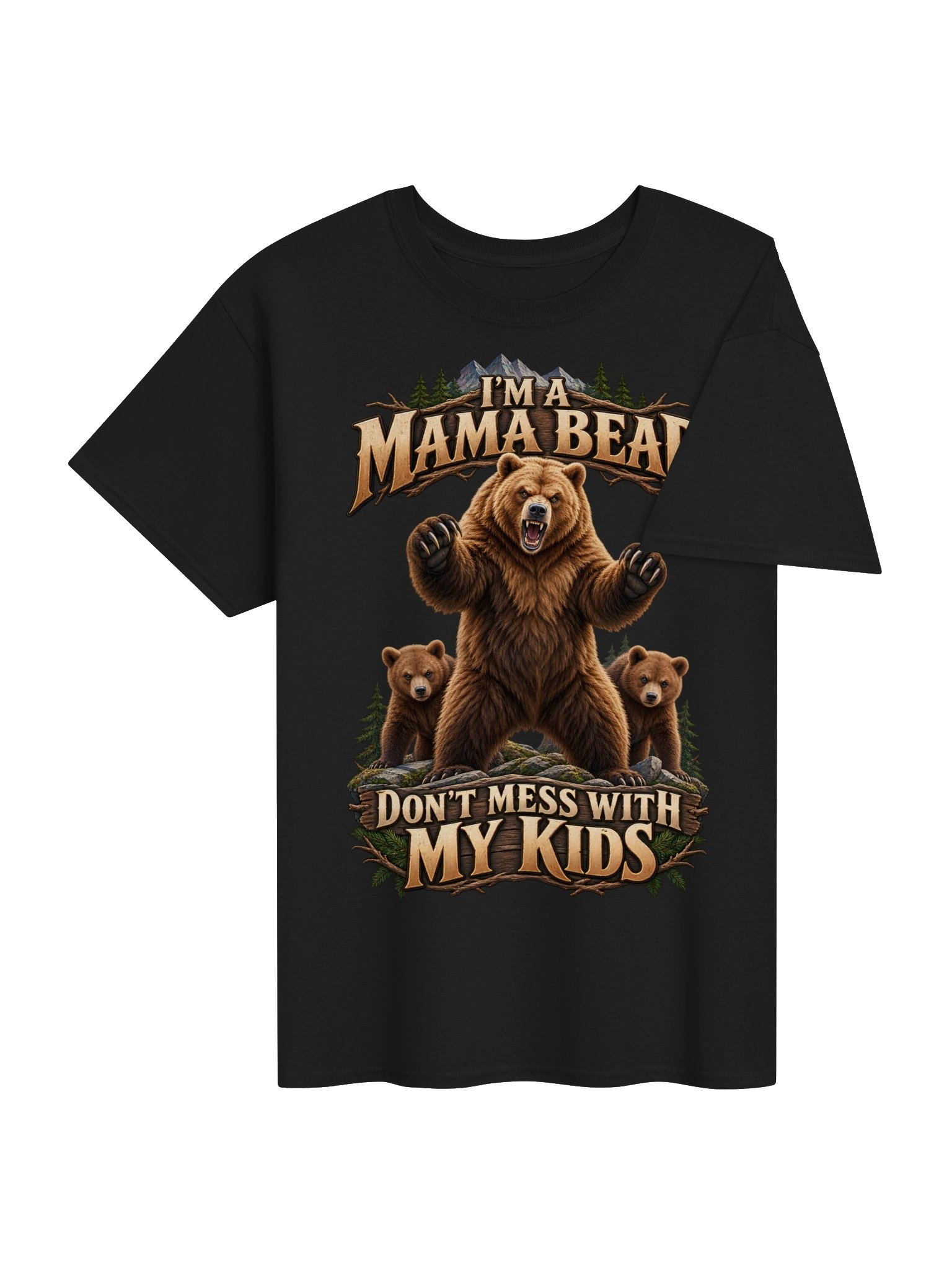 Grizzly Bear - I'm a Mama Bear Dont Mess With My Kids - Unisex Gildan Heavyweight 100% Cotton T-Shirt product image (4)