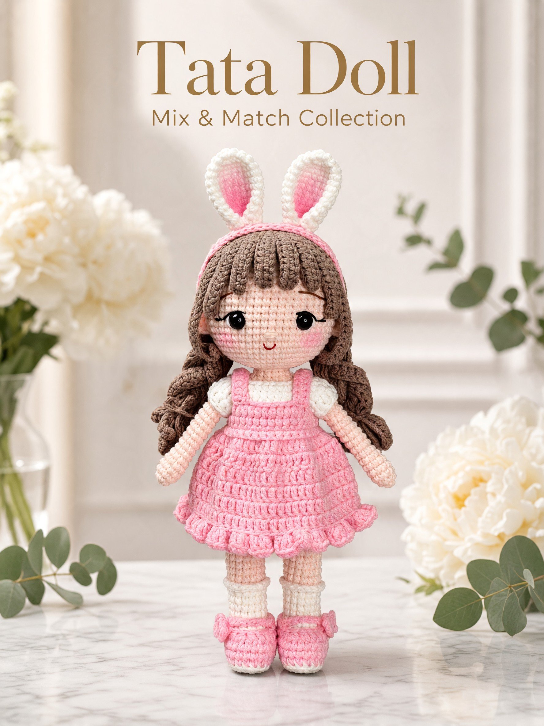 PDF | Crochet 9-inch Tata Doll in Bunny Outfit | Amigurumi Doll Pattern product image (1)