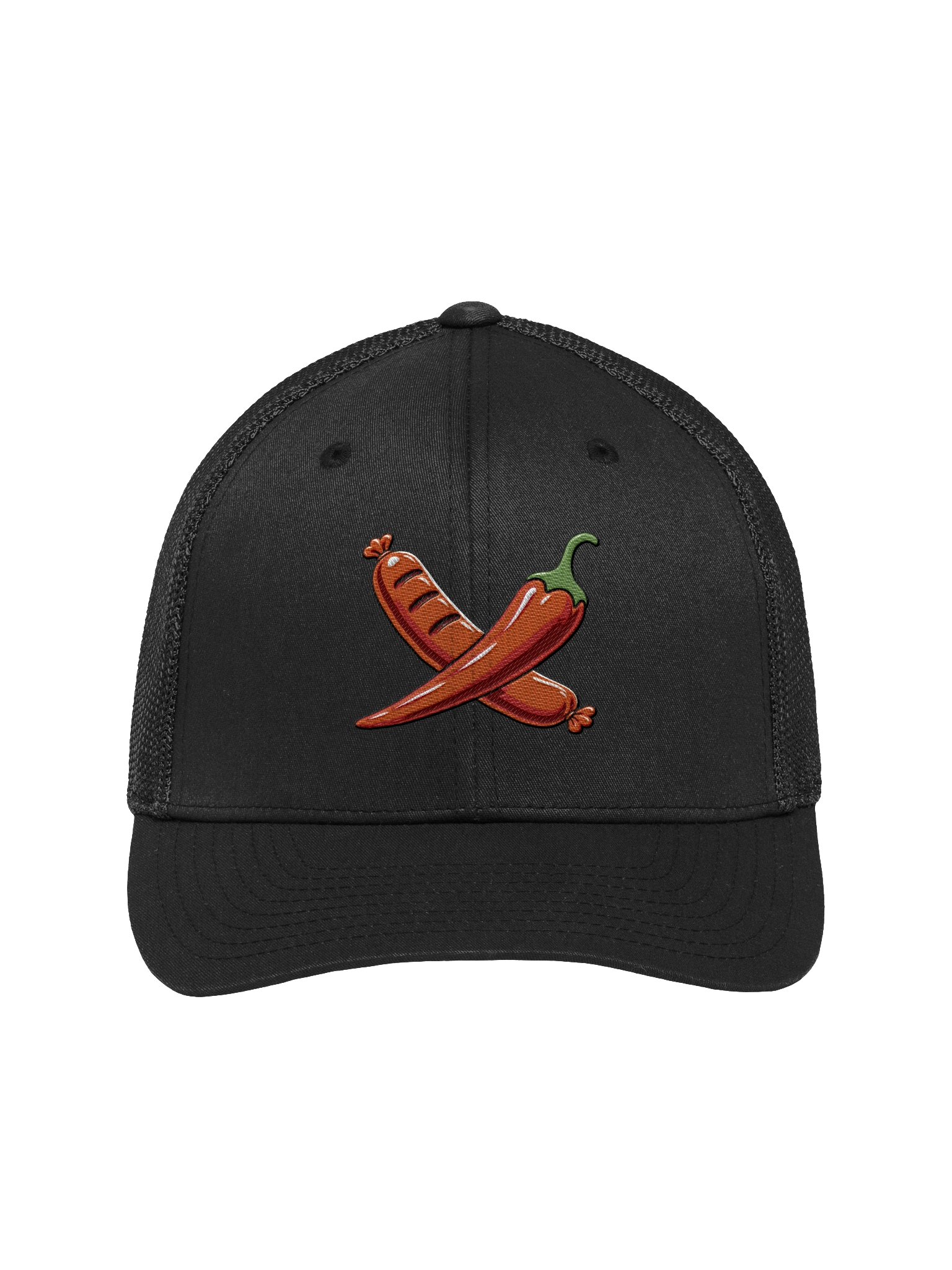 Sausage and Peppers All Black Trucker Hat product image (1)