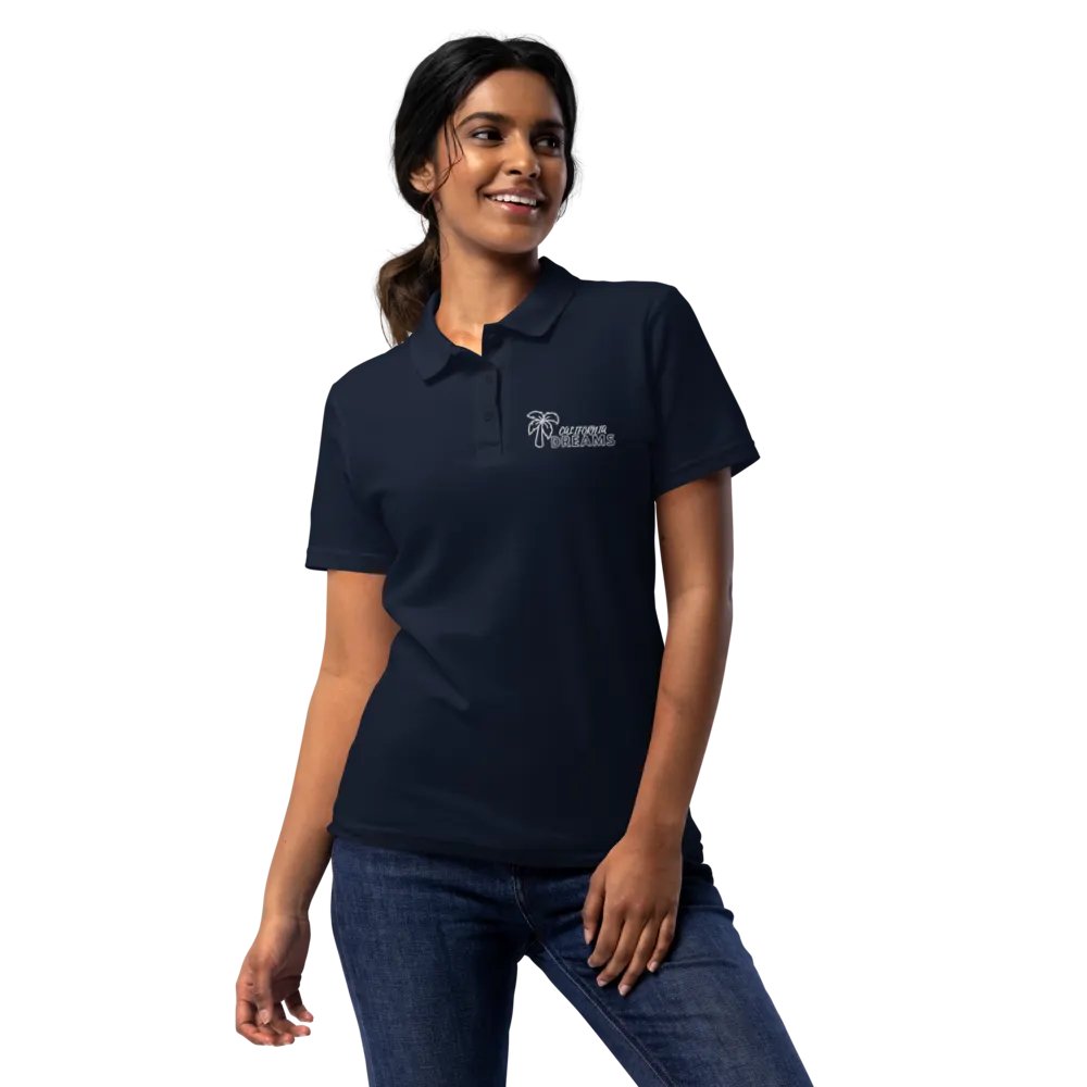 California Dreams Palm Tree Women Polo T-Shirt - Navy product image (1)