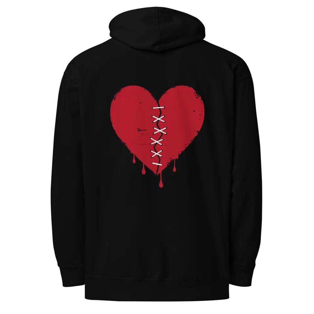 Nice. Red Embroidered Broken Heart Hoodie product image (1)