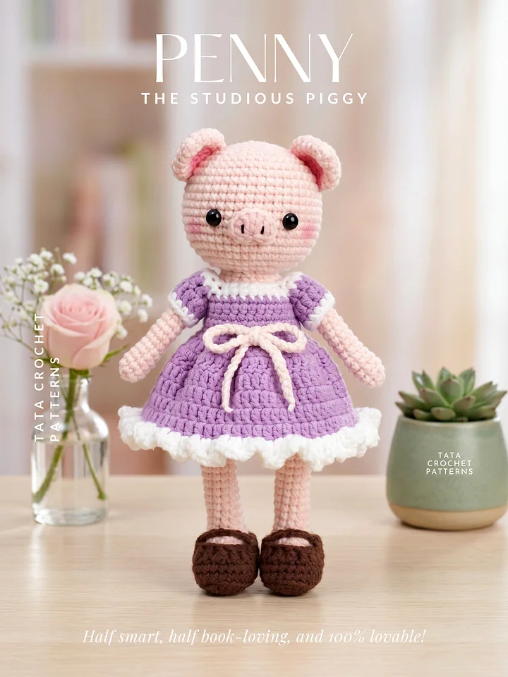 Penny the Studious Piggy – Amigurumi Crochet Pattern | Digital Download PDF product image (1)