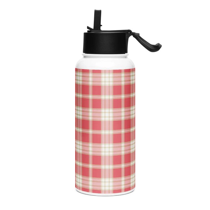 Coral Pink Plaid Water Bottle product image (2)
