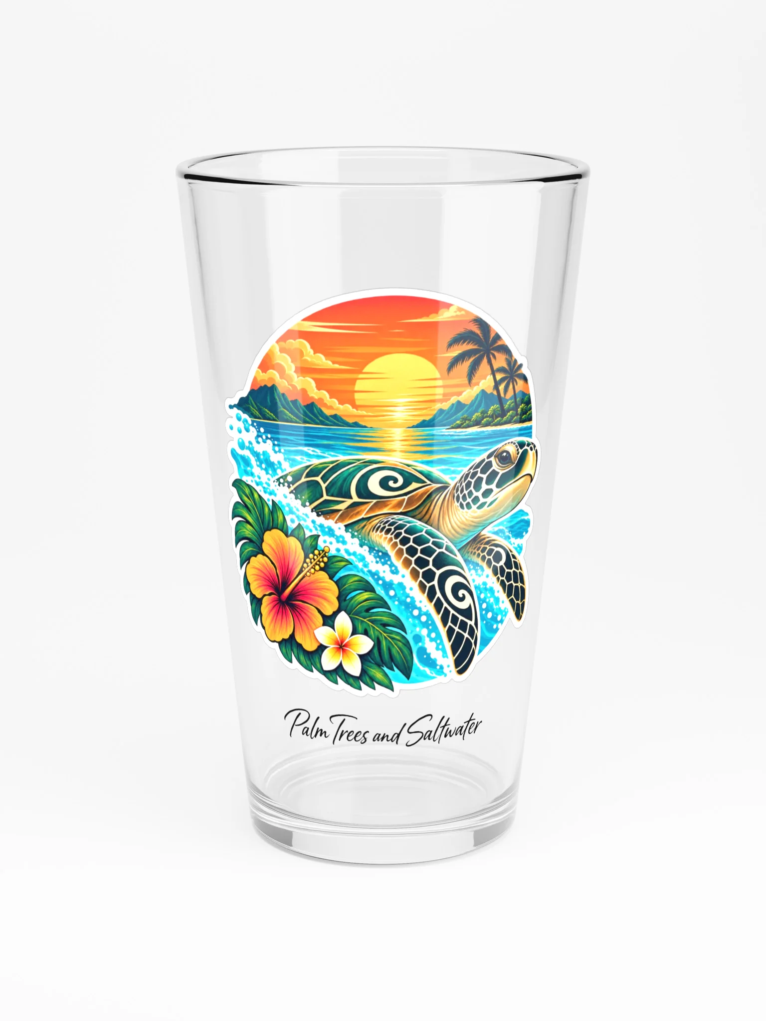 Sea Turtle Sunset | Tropical Pint Glass product image (3)