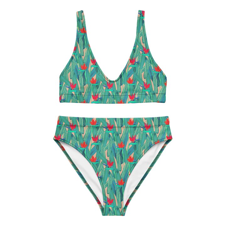 Tropical Garden Emerald Blush High-Waisted Bikini product image (1)