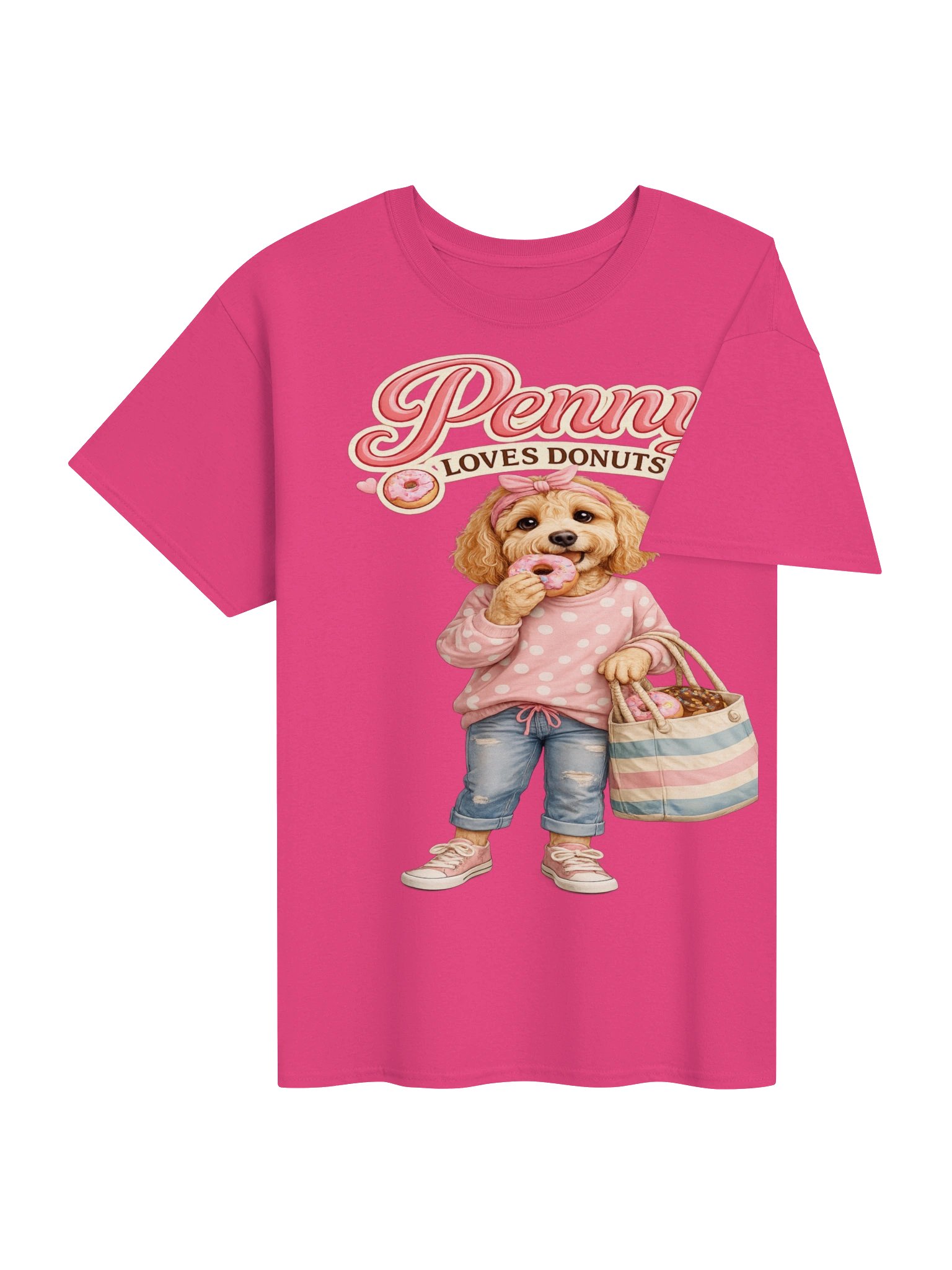 Penny Loves Donuts Cute Dog Adult Tee product image (4)