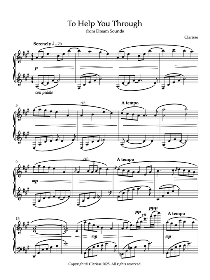 To Help You Through - Sheet Music product image (1)