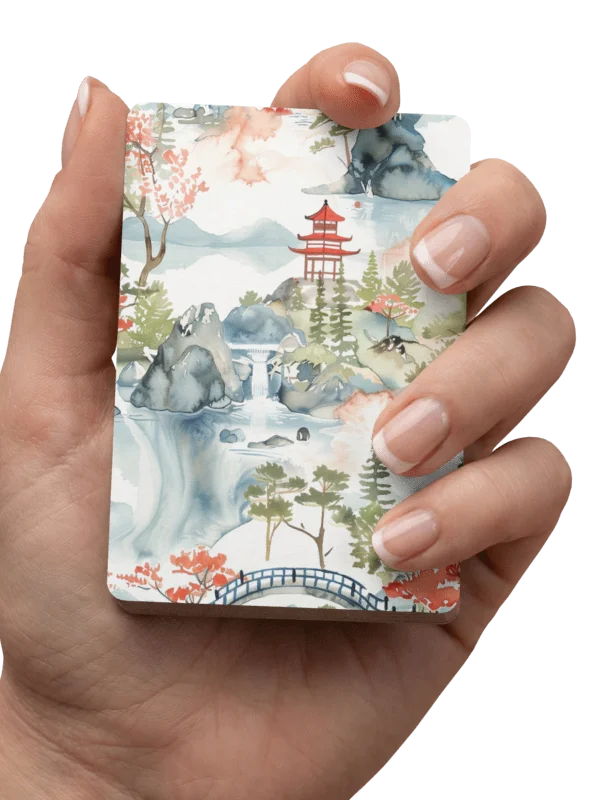 Japanese Pagoda Watercolor Playing Cards - Traditional Landscape Art Deck product image (3)
