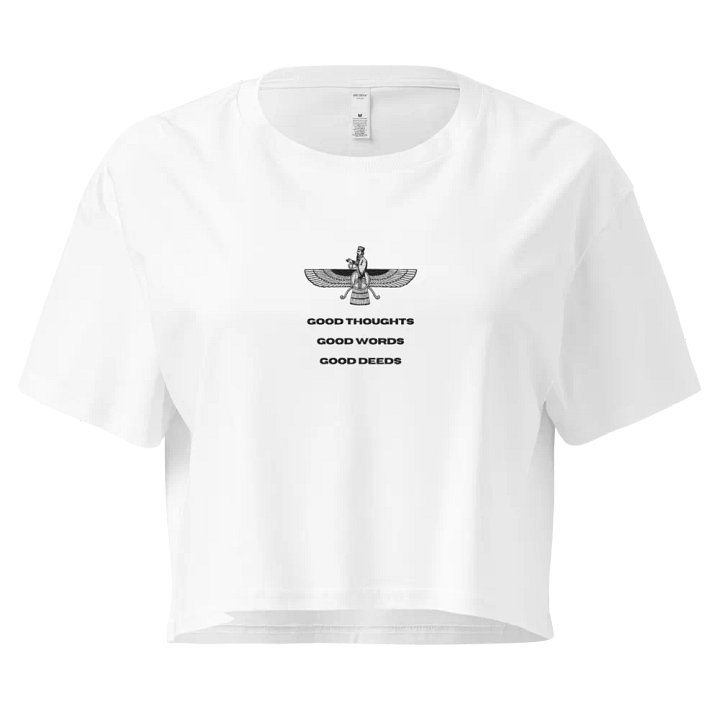 Faravahar Persian Design Crop Tee Good Thoughts Good Words Good Deeds product image (1)