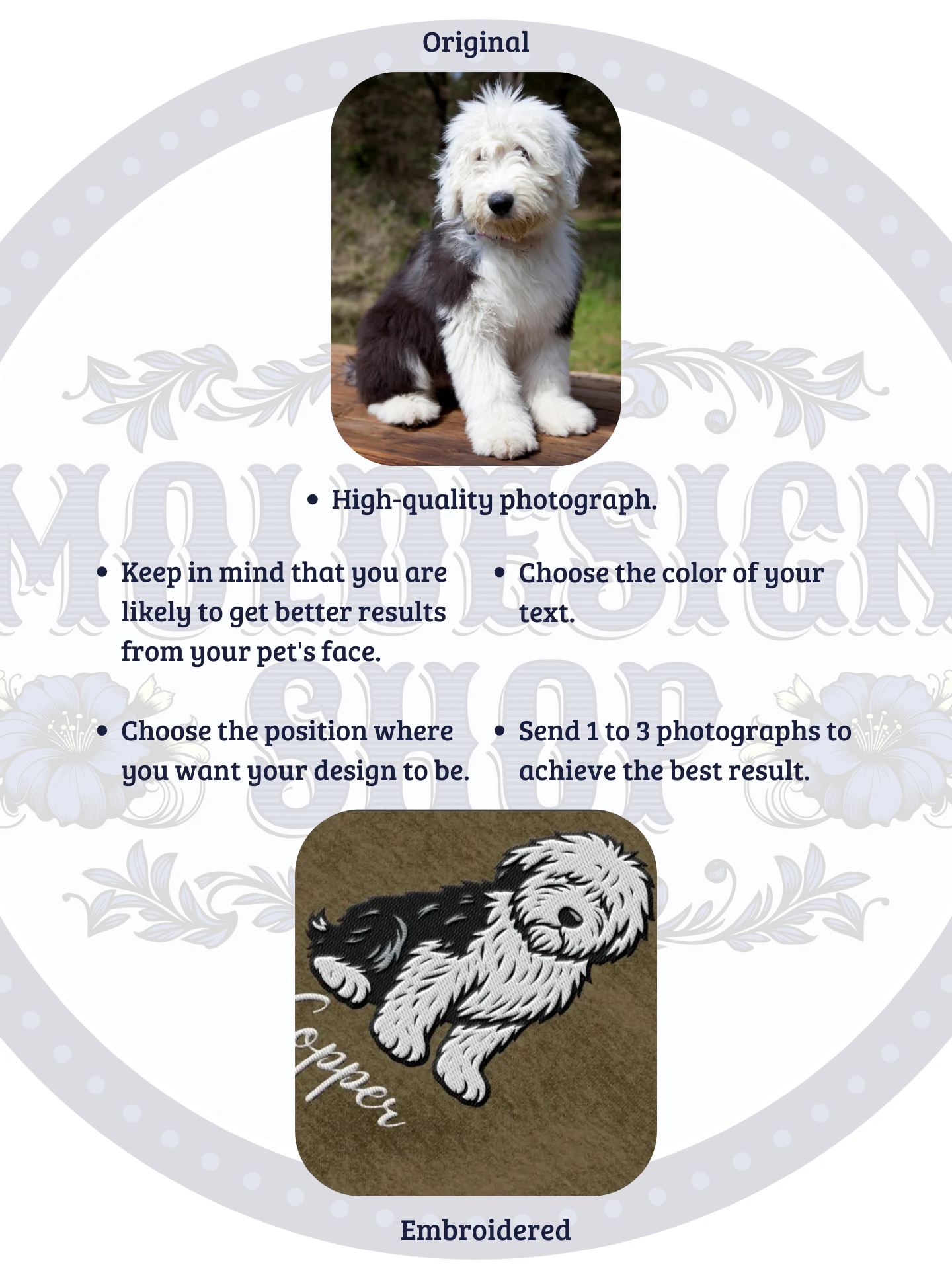 "YOUR OLD ENGLISH SHEEPDOG" / HOODIE WITH PERSONALIZED NAME / EMBROIDERED product image (5)