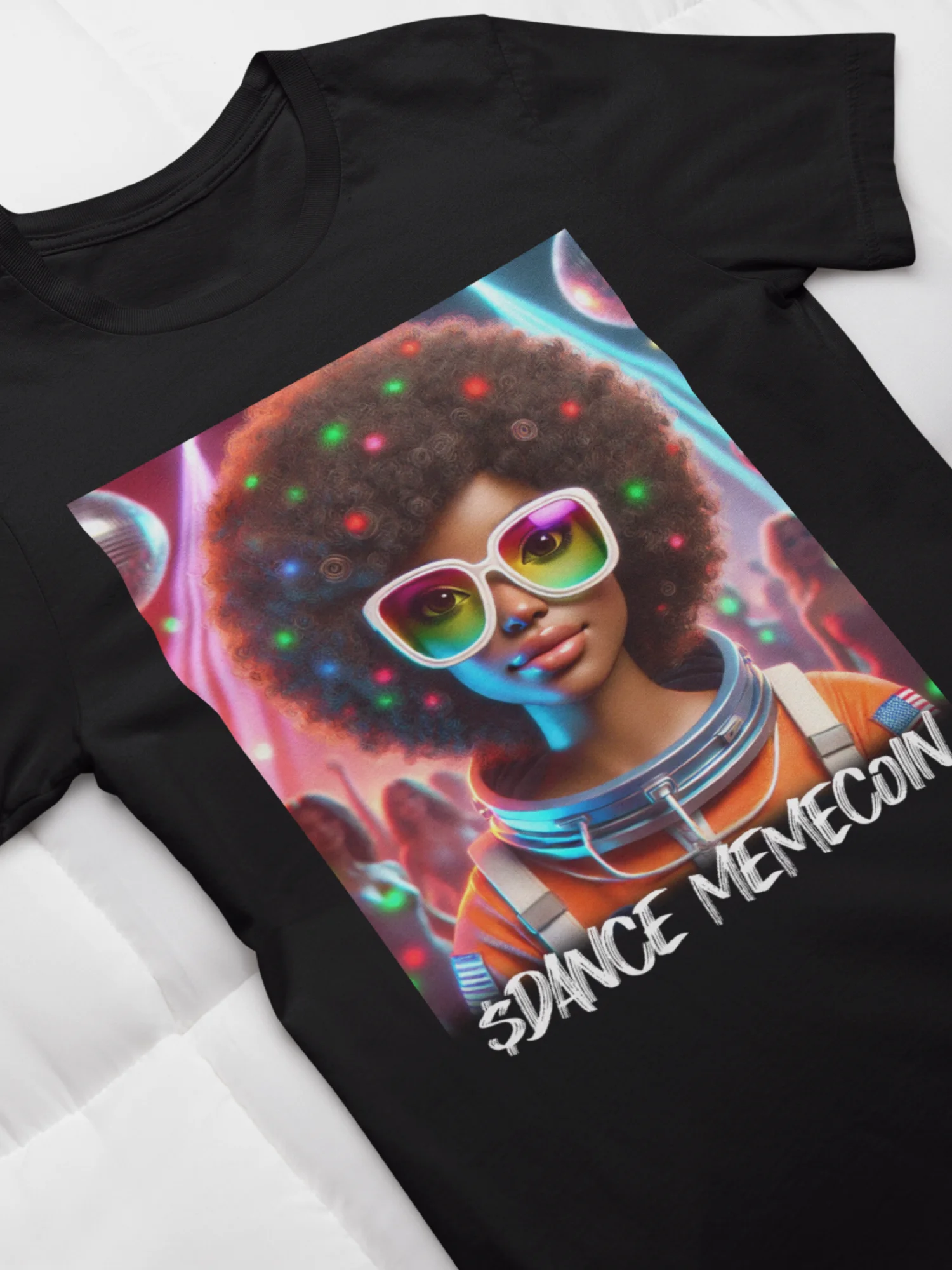 ASTRO GIRL - DANCE MEMECOIN - PREMIUM TEE - BLACK product image (1)
