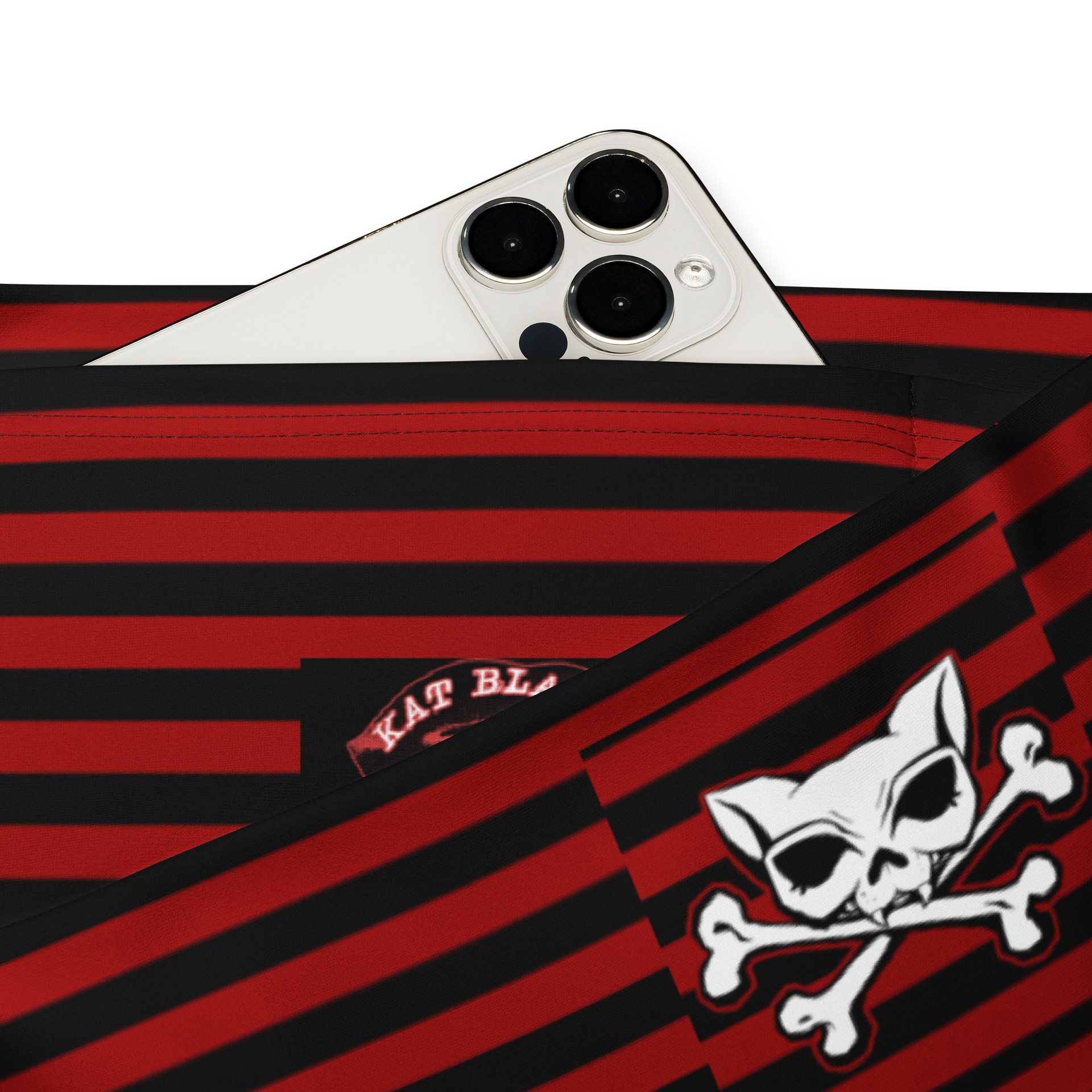 Red and Blaque Stripped Kat Skull Flares product image (3)