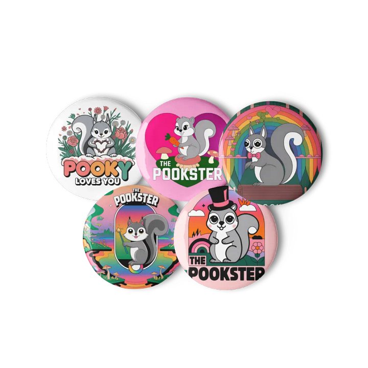 Original Pooky Artwork Buttons: Set of Five -h product image (3)