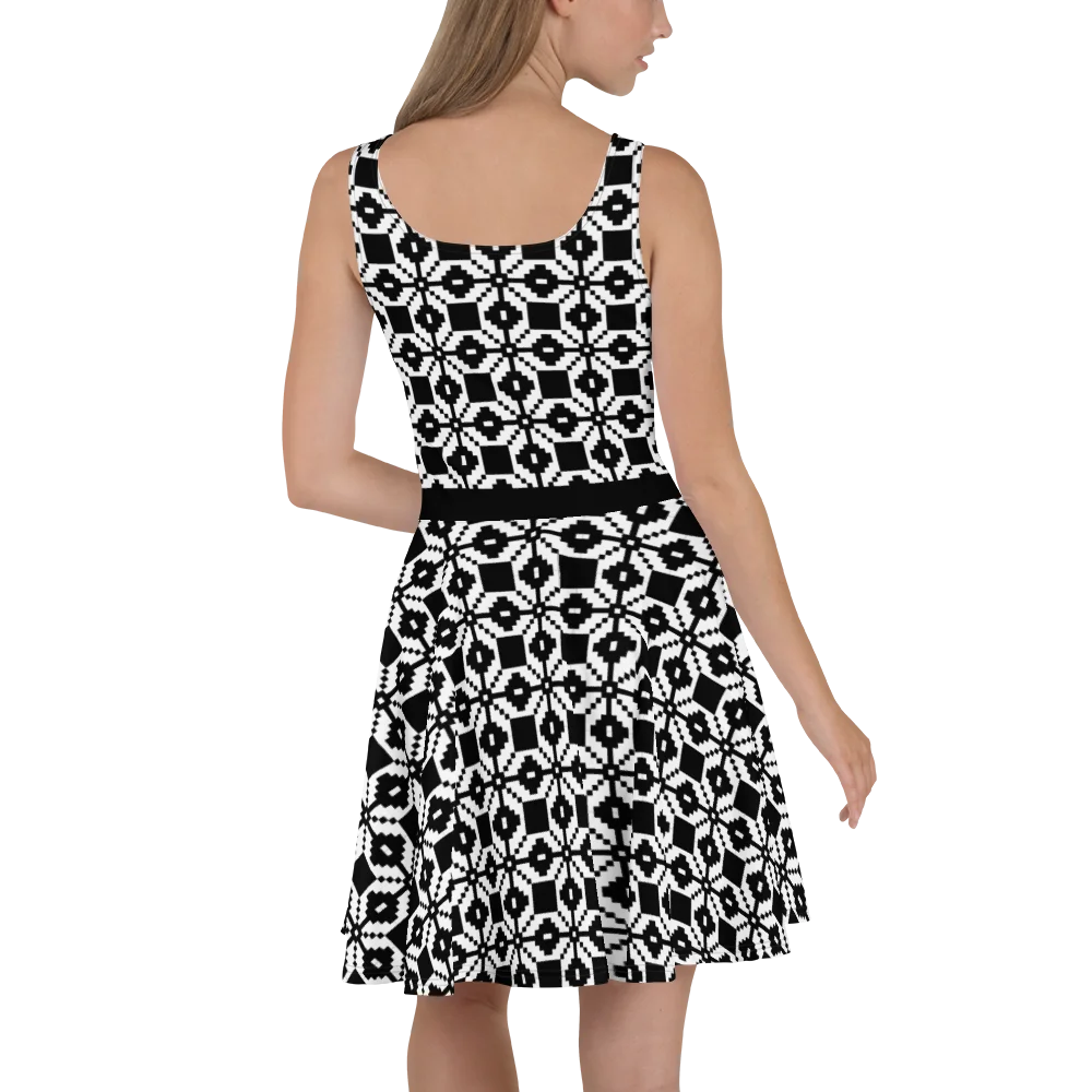Pixel Art Geometric Dress | Black and White product image (3)