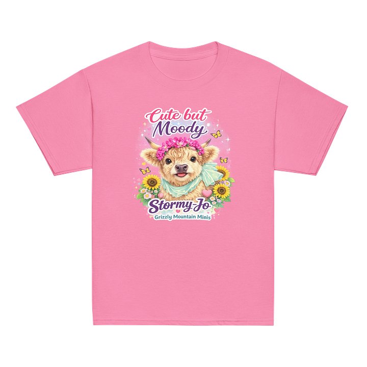 Cute but Moody Highland Cow Youth Tee product image (11)
