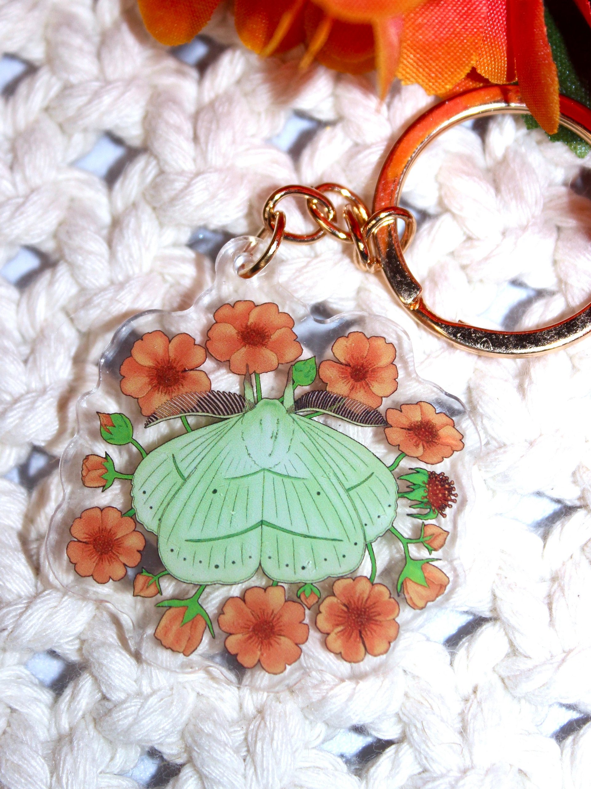 Floral Trabala Garuda Moth Acrylic Keychain product image (2)