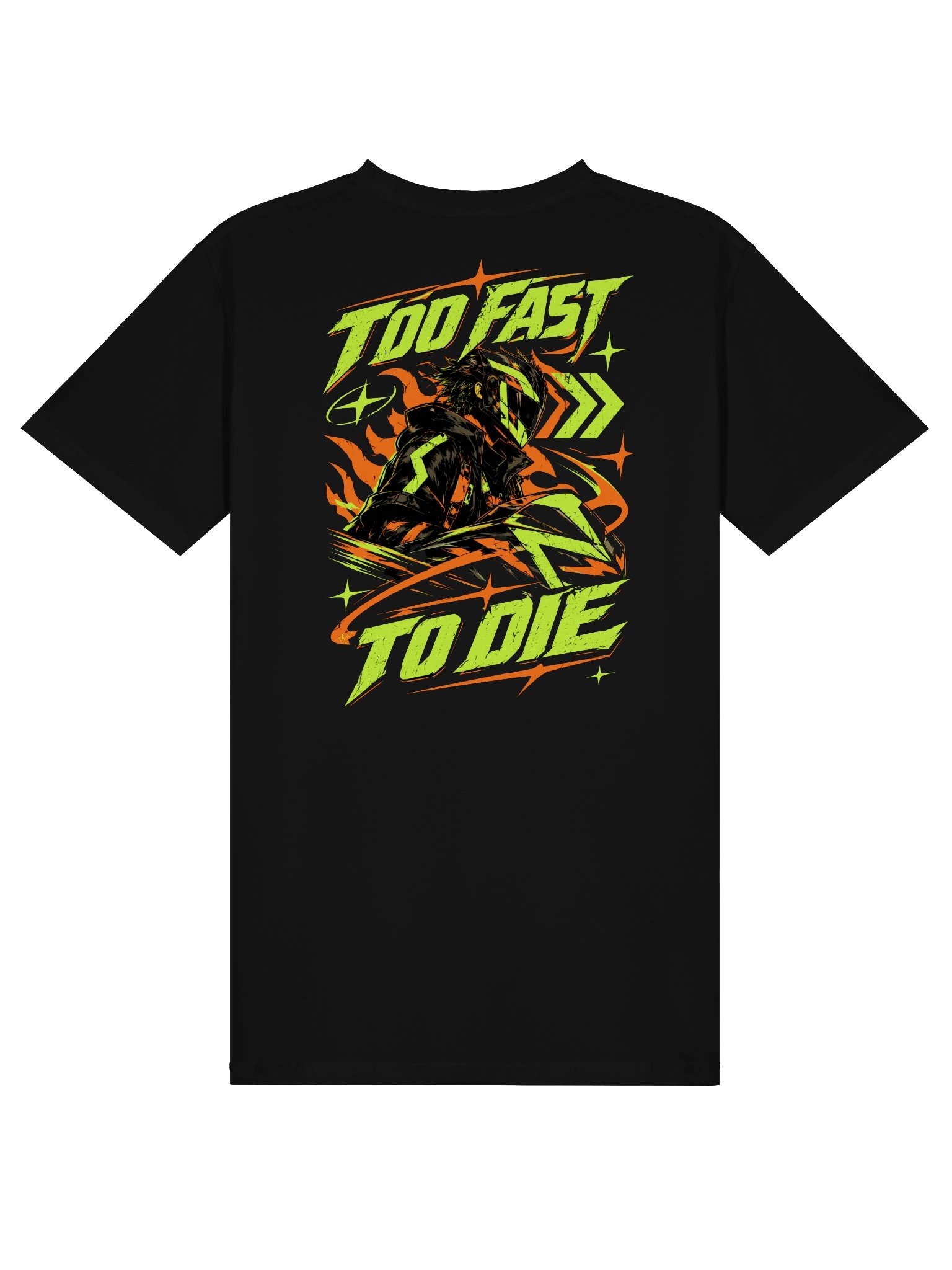 Too Fast To Die Cyberpunk Biker T-Shirt | Racing Techwear Anime Back Print Tee product image (1)
