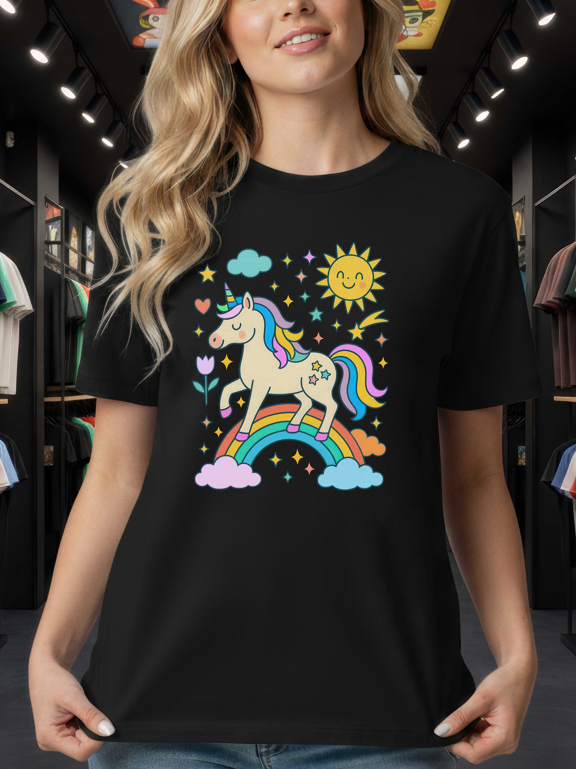 Sunshine Unicorn - Dollhouse Color Burst Aesthetic - AS Colour Unisex Premium T-Shirt product image (1)