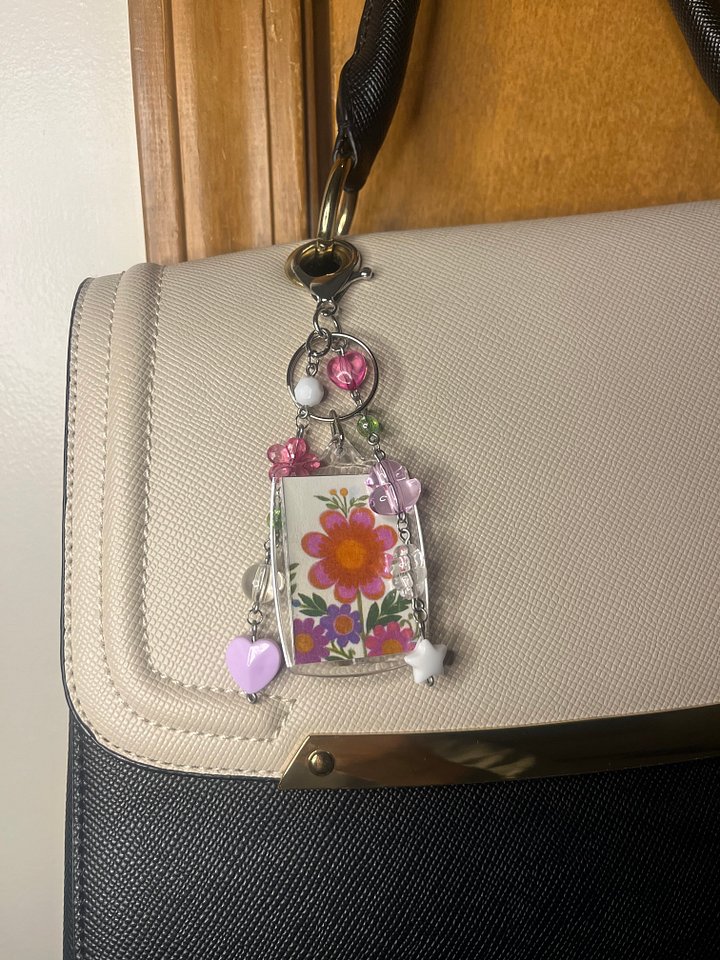 Pink Flowers Deluxe Bag Charm product image (1)