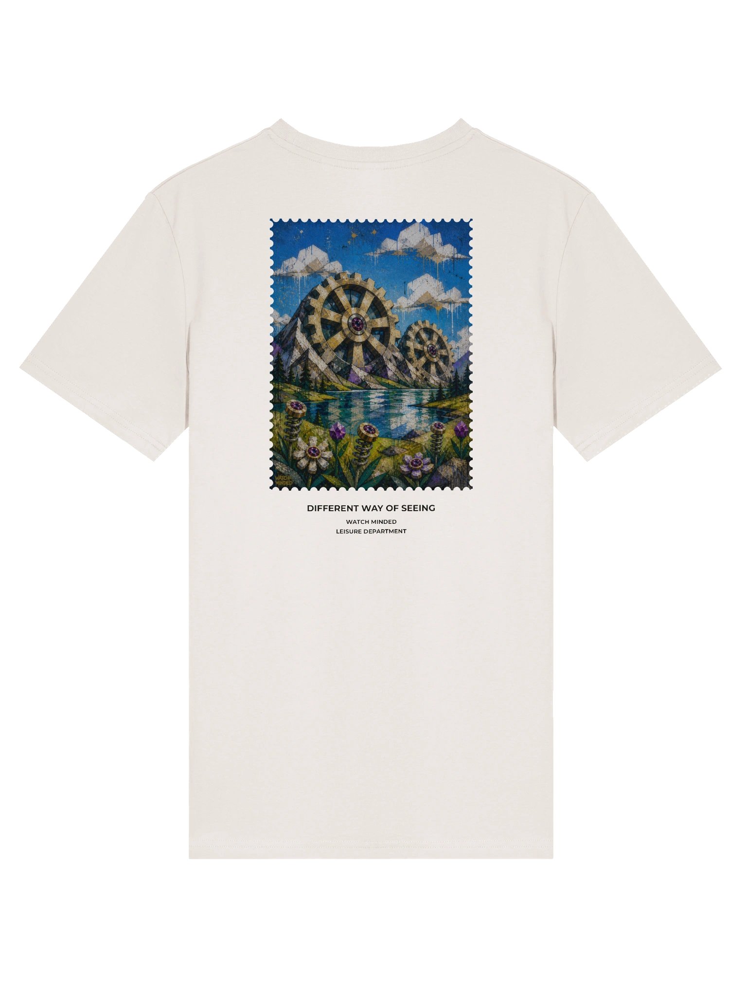Standard Fit Light Cotton "Clockwork Mountains" T-Shirt, Vintage White product image (1)