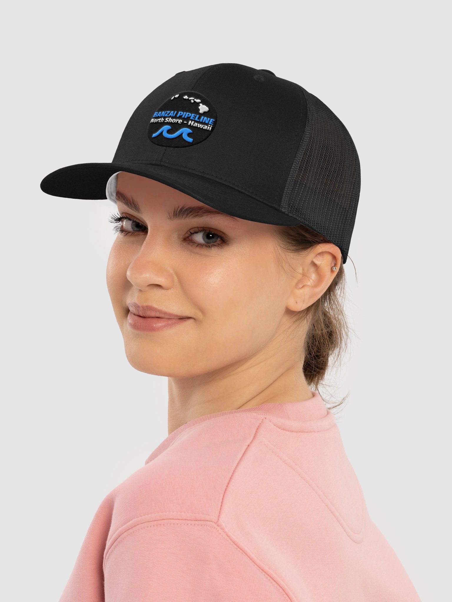 Banzai Pipeline North Shore, Hawaii - Blue Logo Trucker Hat product image (19)