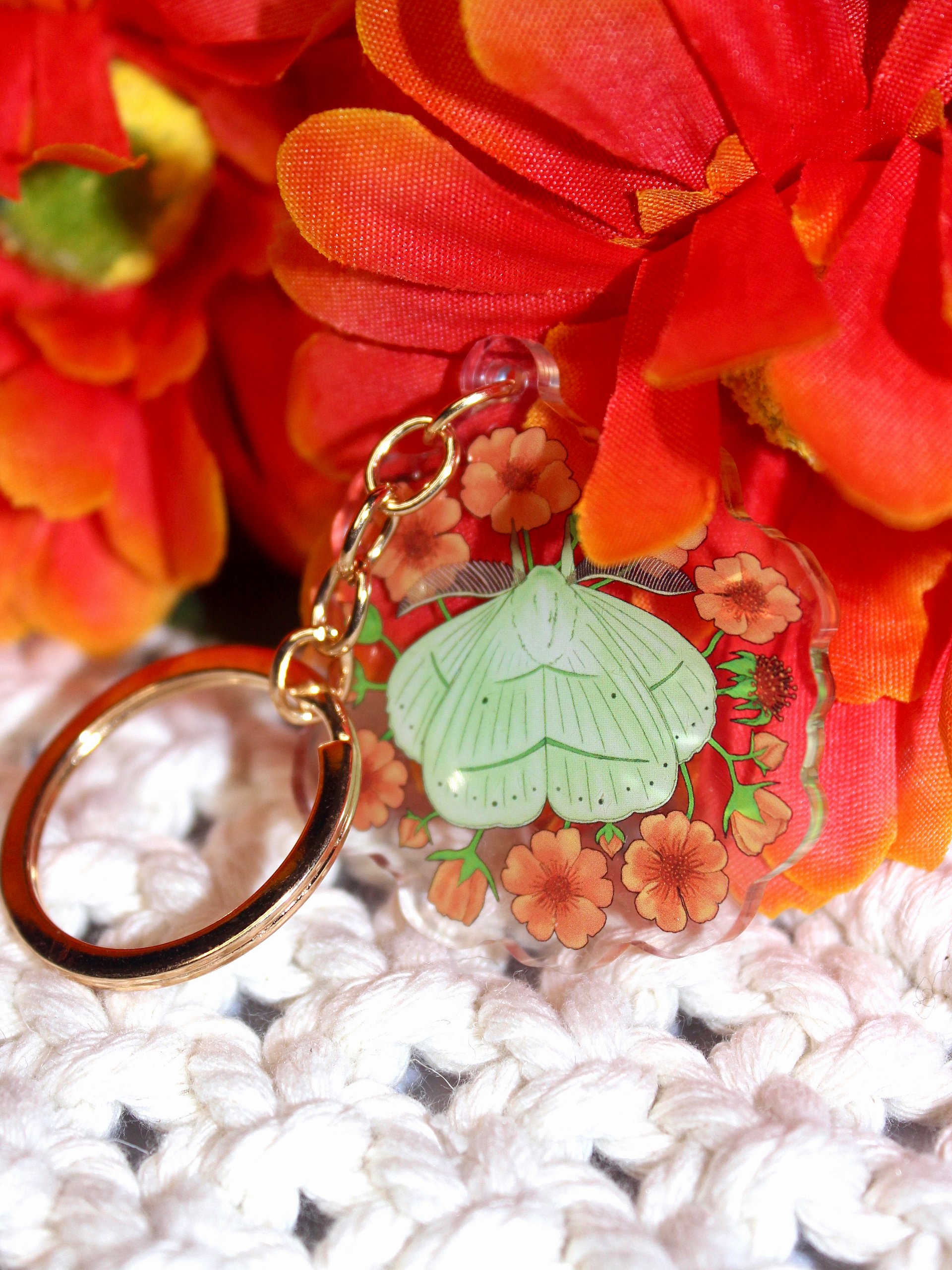 Floral Trabala Garuda Moth Acrylic Keychain product image (5)