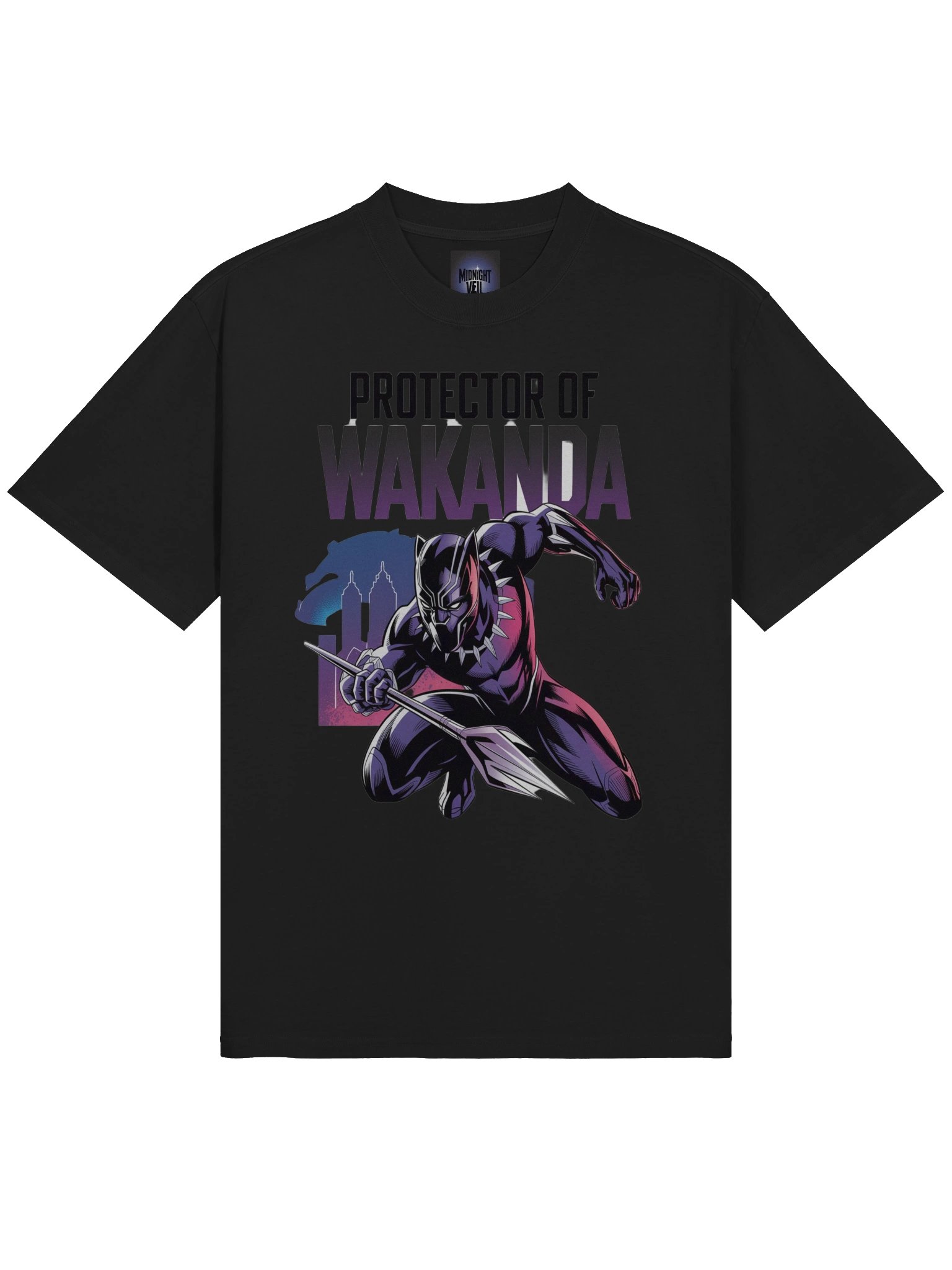Black Panther Protector of Wakanda Oversized Faded T-Shirt – Vibranium Shadow Leap product image (5)