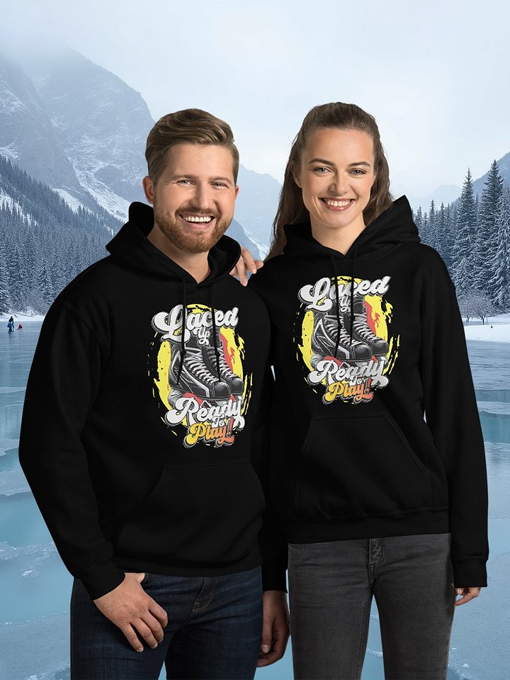 Laced Up Ready to Play Retro Hockey Skate Hoodie product image (1)