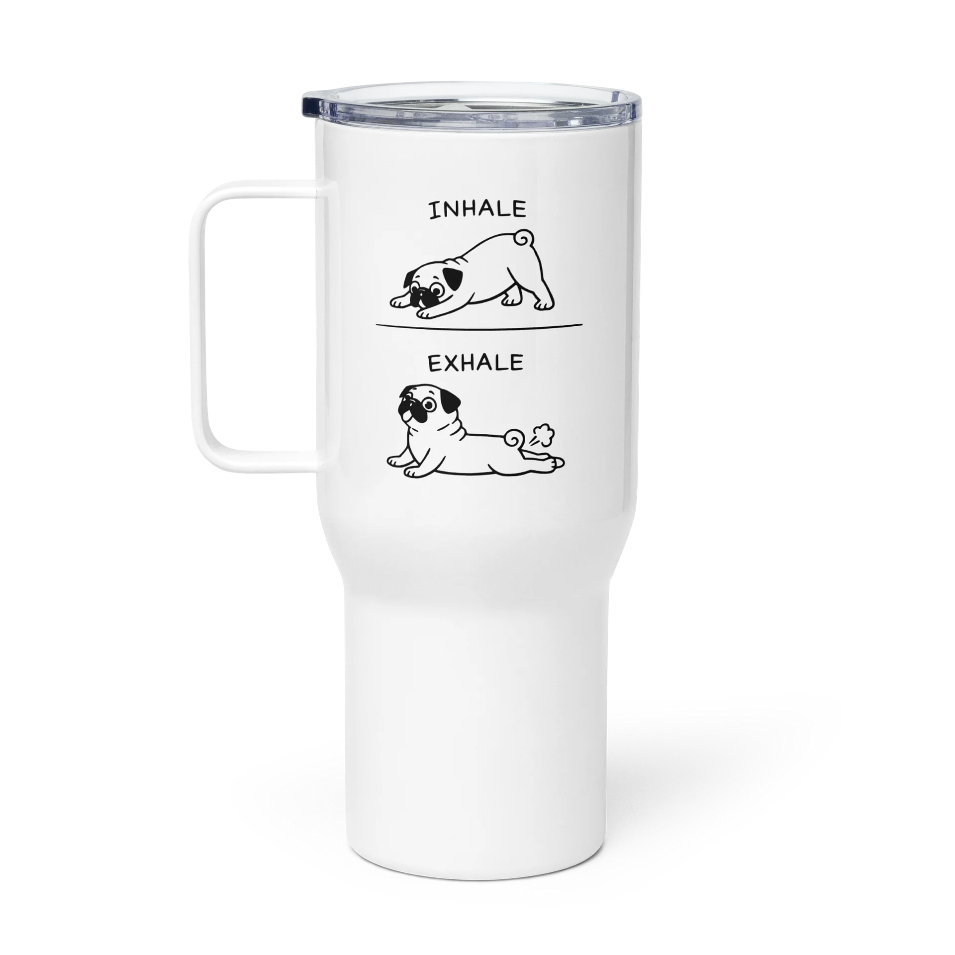 Pug inhale/exhale travel mug product image (1)